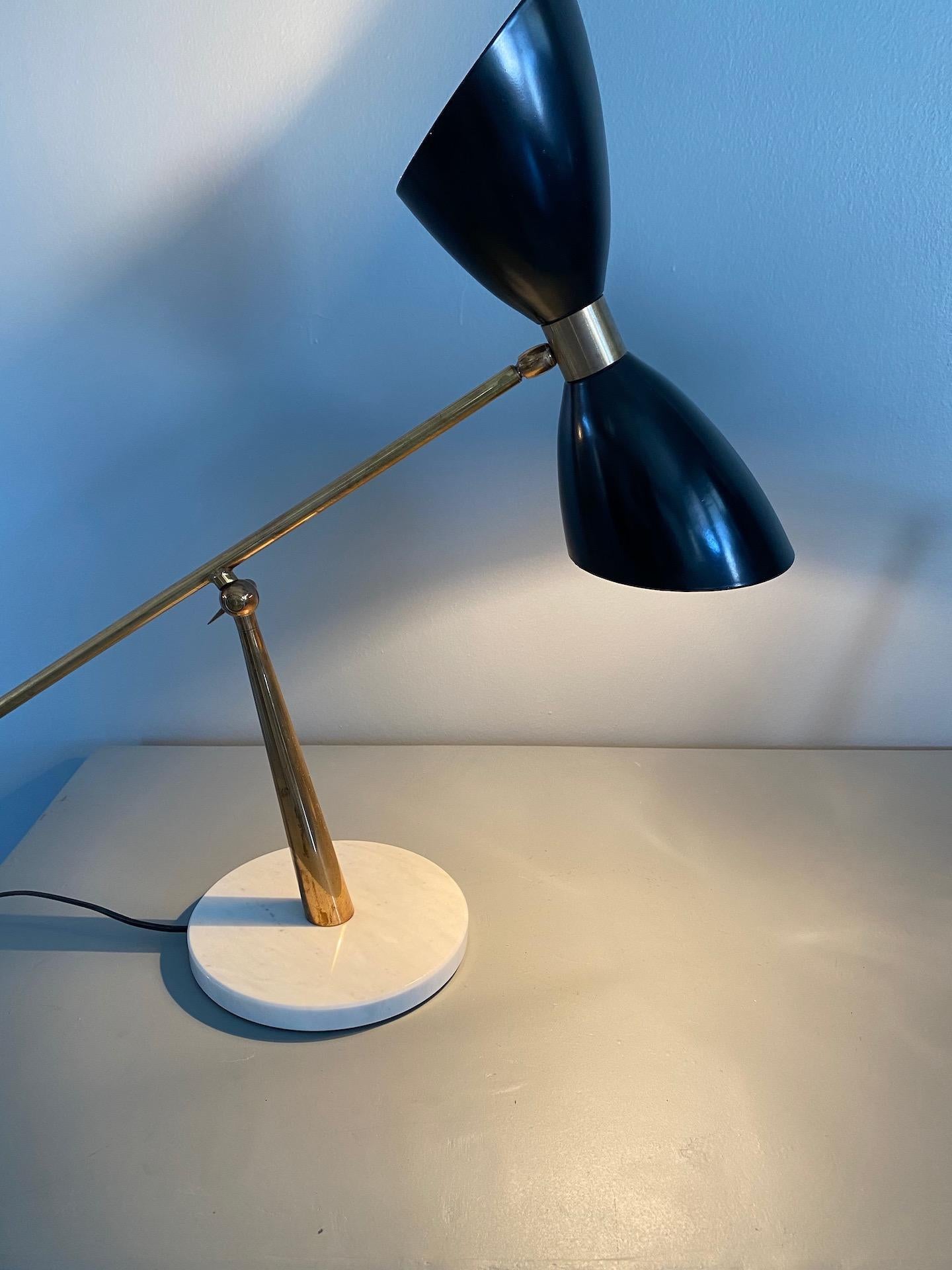 1960s Stilnovo Style Diabolo Table Lamp with Marble Foot 4