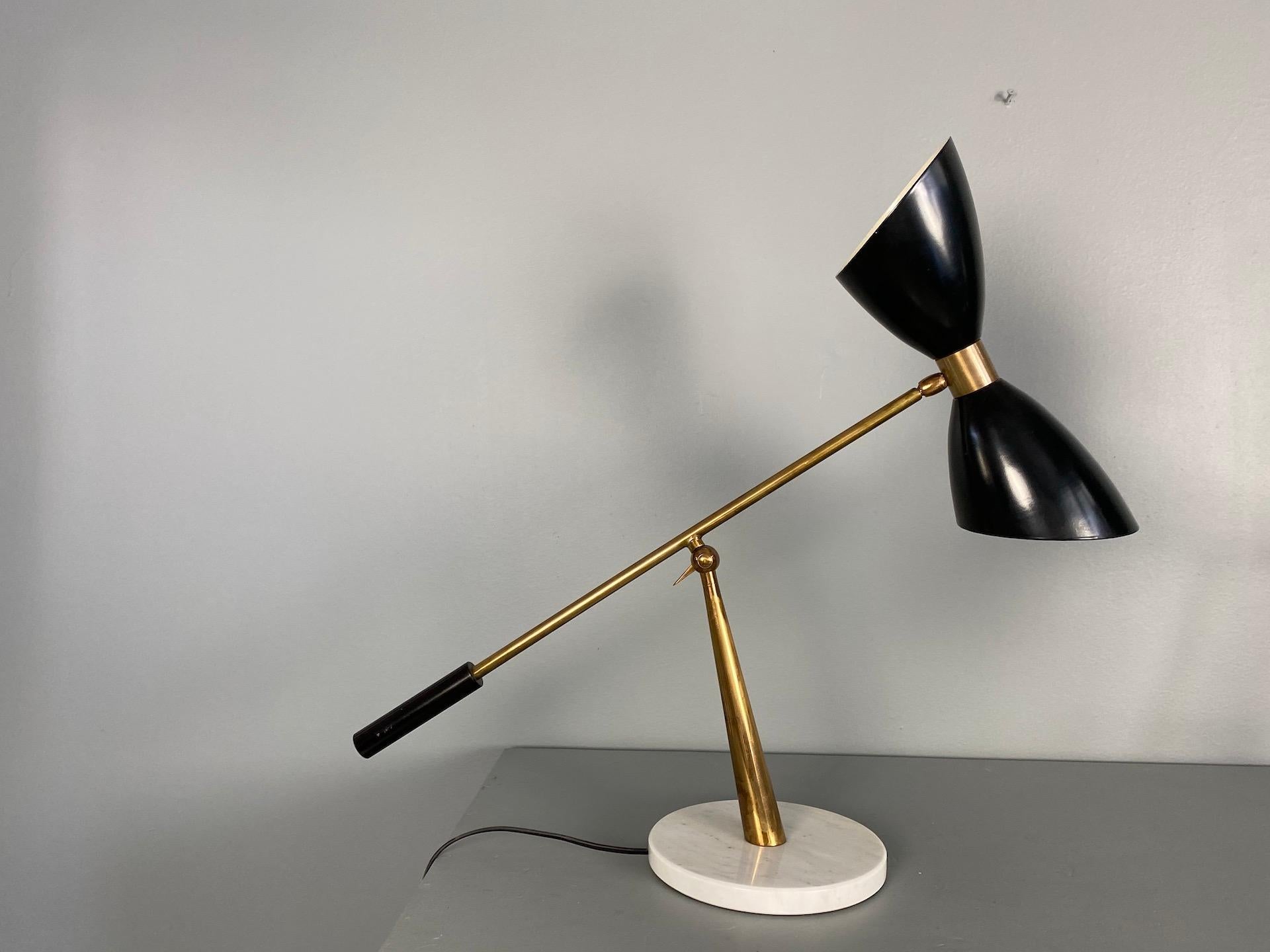 Mid-Century Modern 1960s Stilnovo Style Diabolo Table Lamp with Marble Foot