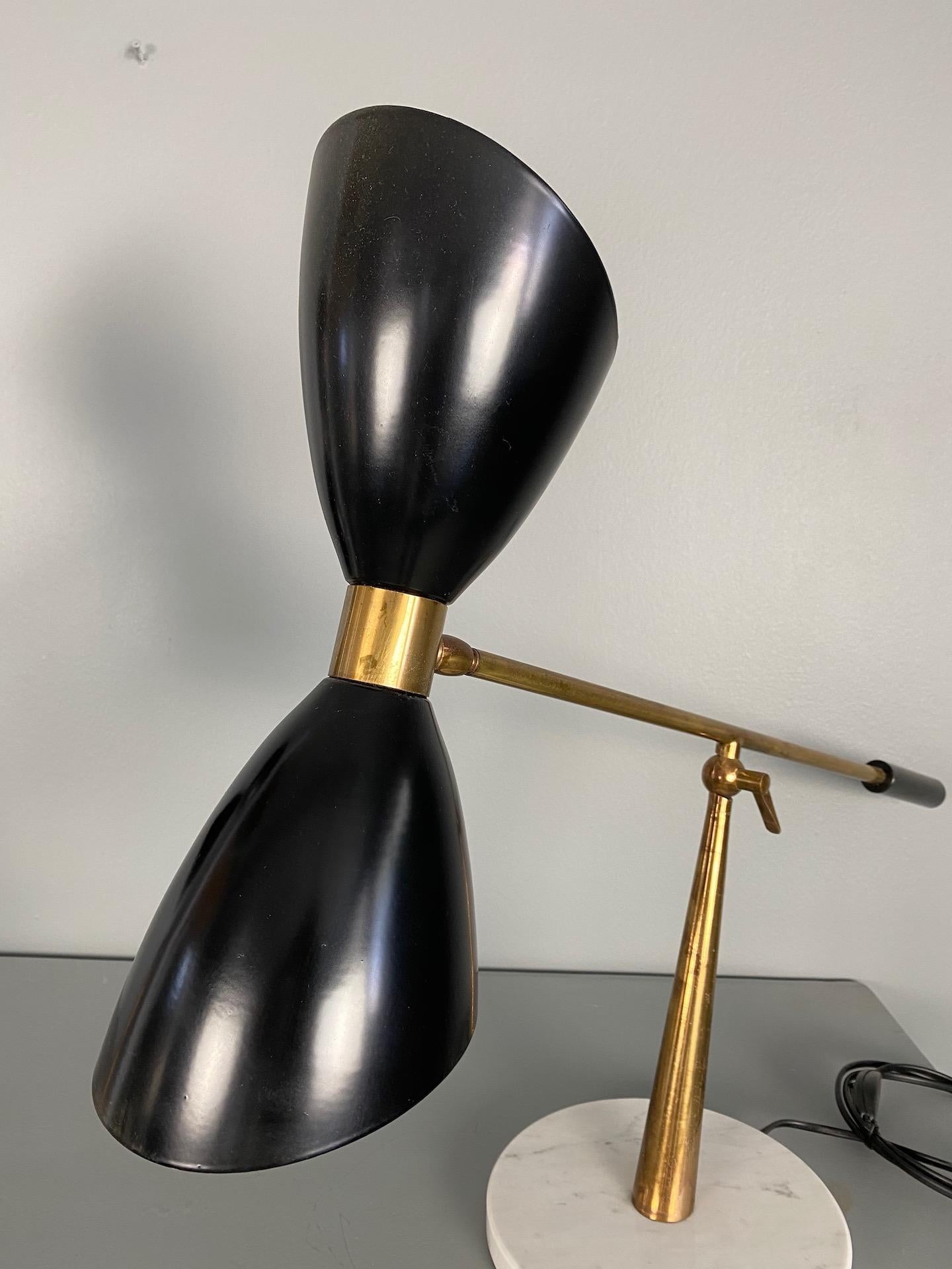 1960s Stilnovo Style Diabolo Table Lamp with Marble Foot In Excellent Condition In Rovereta, SM