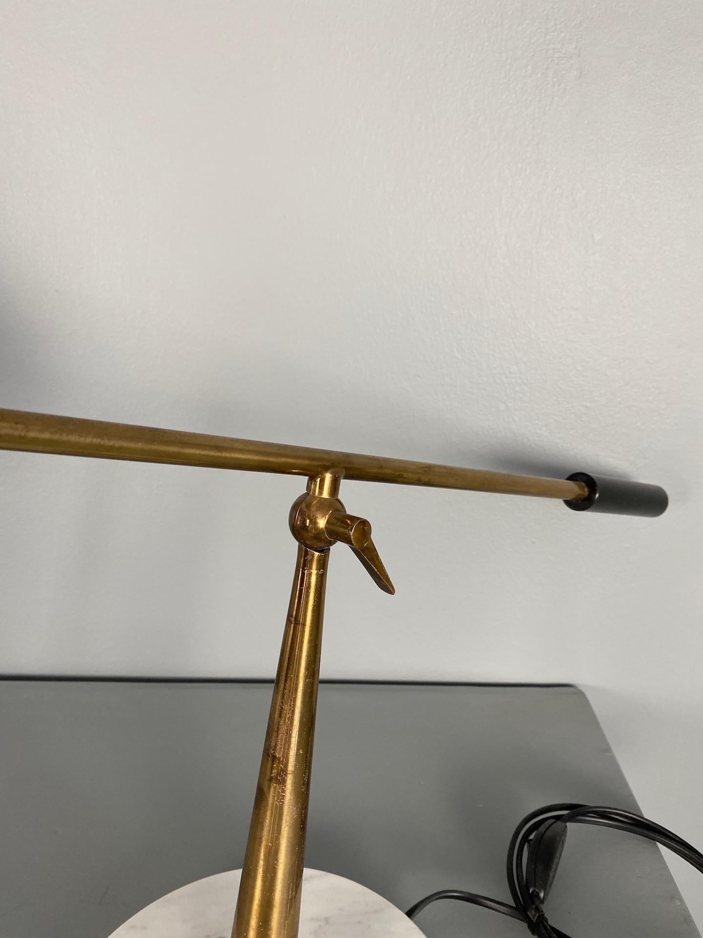 Brass 1960s Stilnovo Style Diabolo Table Lamp with Marble Foot