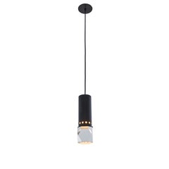 Stilnovo Faceted Diffuser Pendant Lamp, Black Metal & Lucite, 1960s