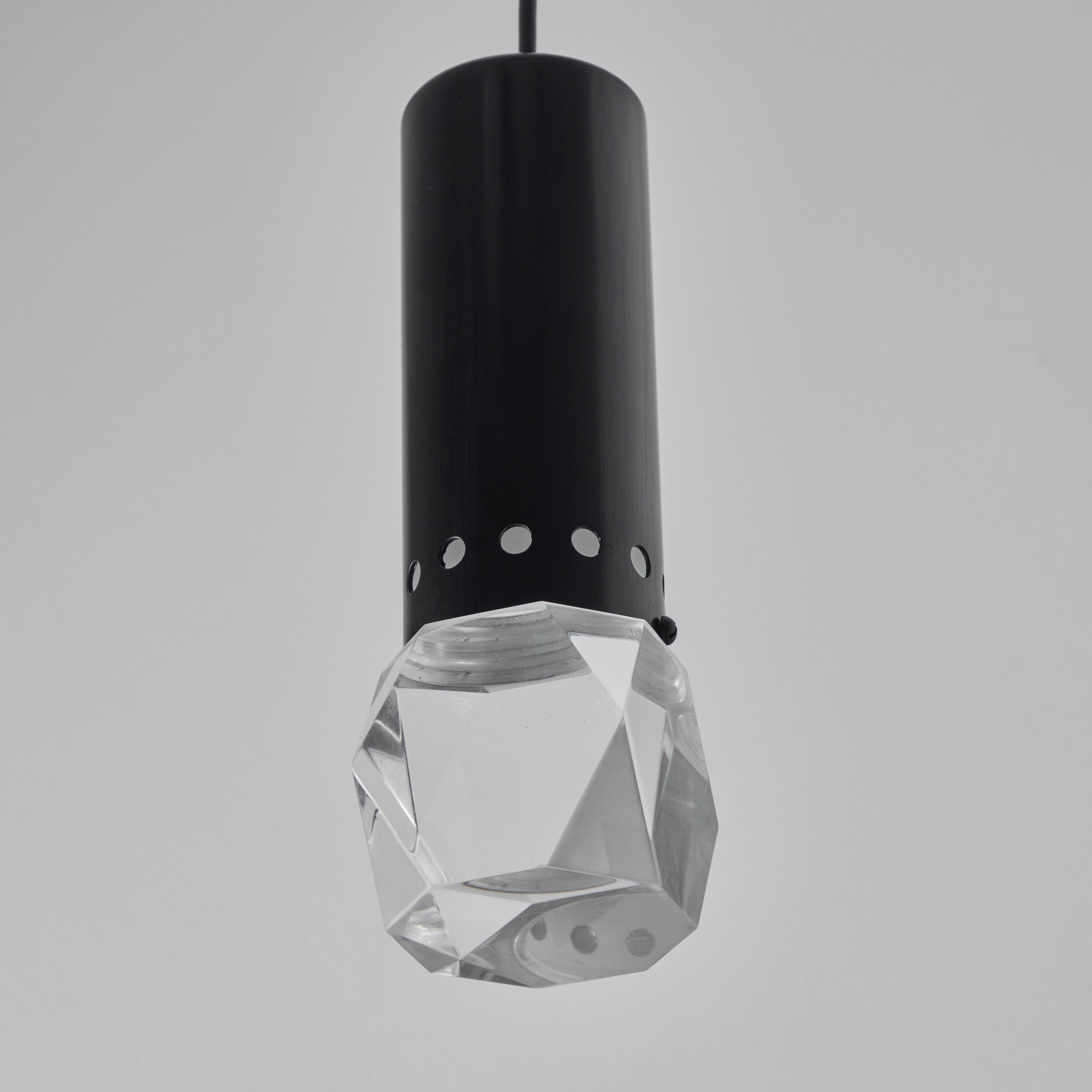 Painted 1960s Stilnovo Faceted Diffuser Pendant Lamp For Sale
