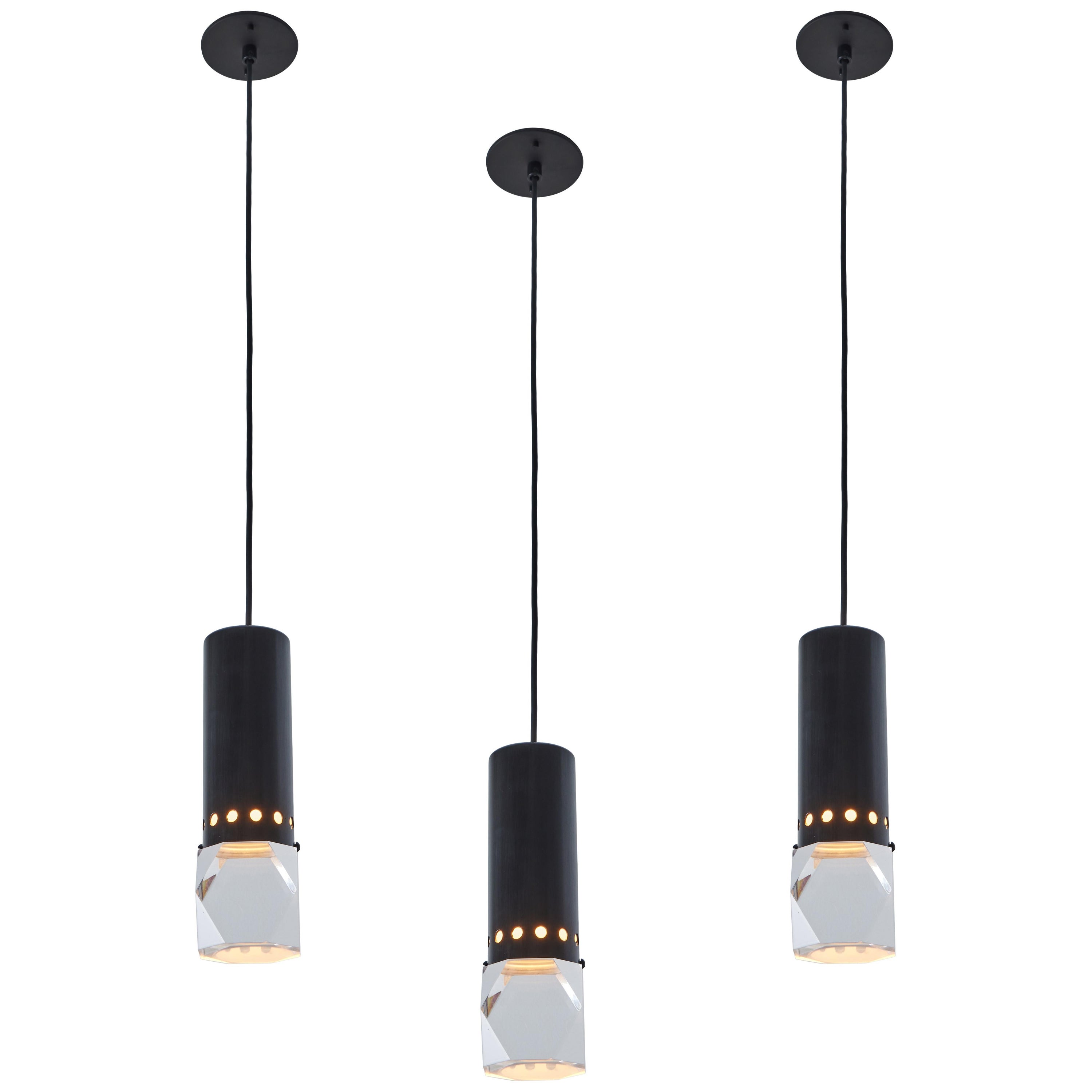 1960s Stilnovo Faceted Diffuser Pendant Lamp