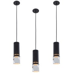 1960s Stilnovo Faceted Diffuser Pendant Lamp