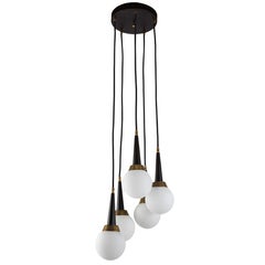 1960s Stilnovo Five-Globe Cascading Chandelier