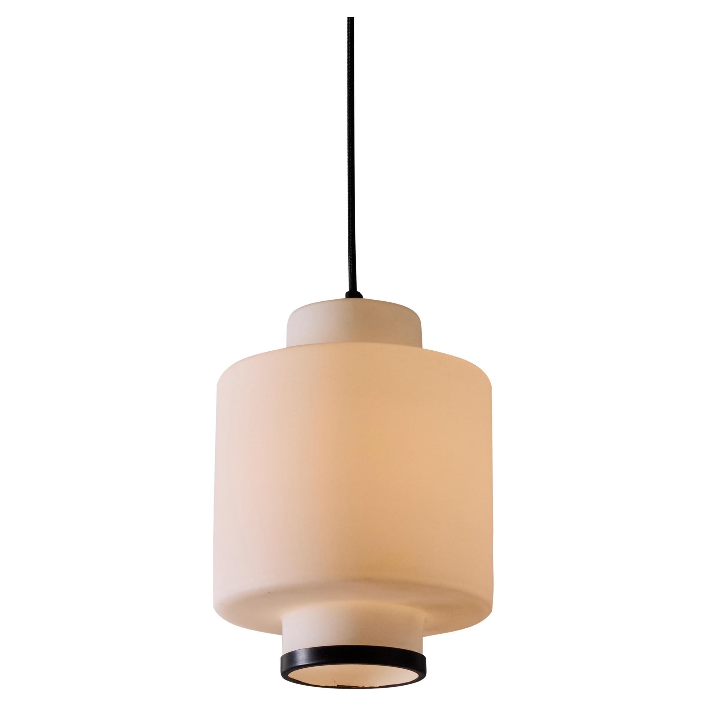 1960s Stilnovo Model #2120/1 Sculptural Opaline Glass Pendant