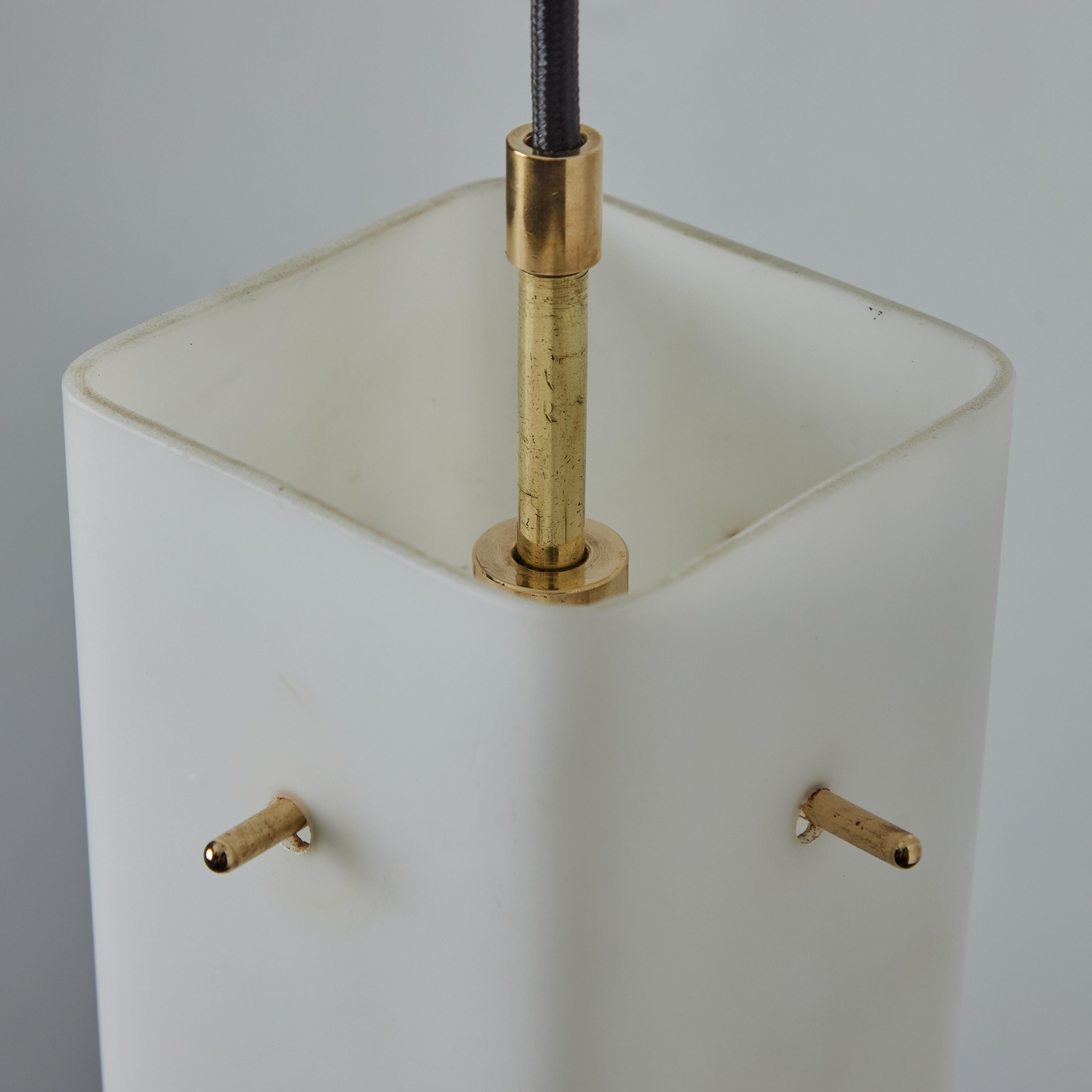 1960s Stilnovo Opaline Glass & Brass Pendant For Sale 4
