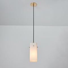 1960s Stilnovo Opaline Glass & Brass Pendant