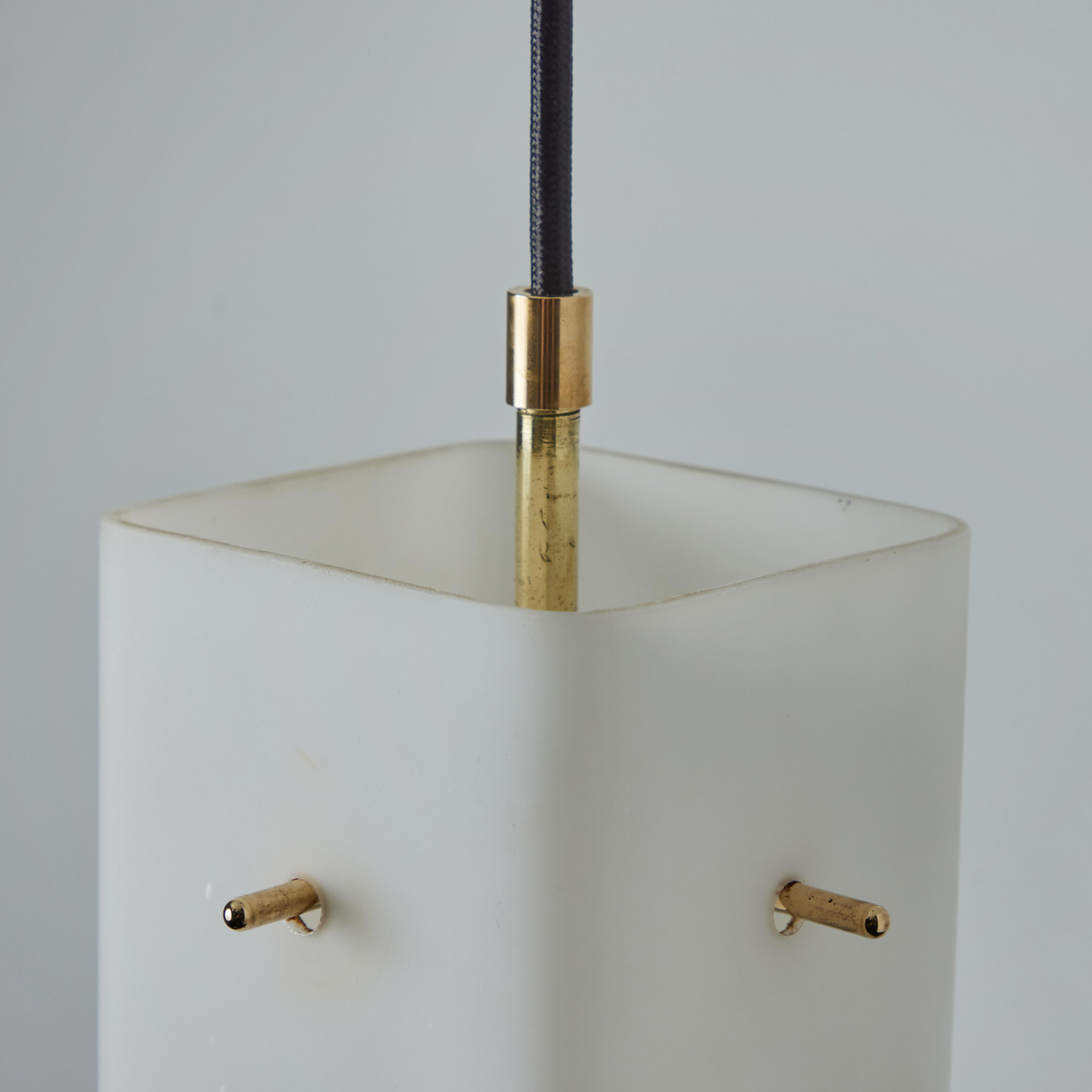 1960s Stilnovo Opaline Glass & Brass Pendant For Sale 2