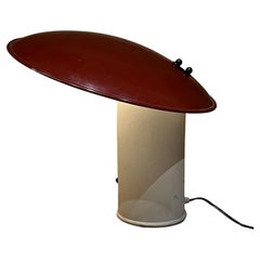 1960s Stilnovo Red Saucer Table Lamp Mid-Century Modern Italy