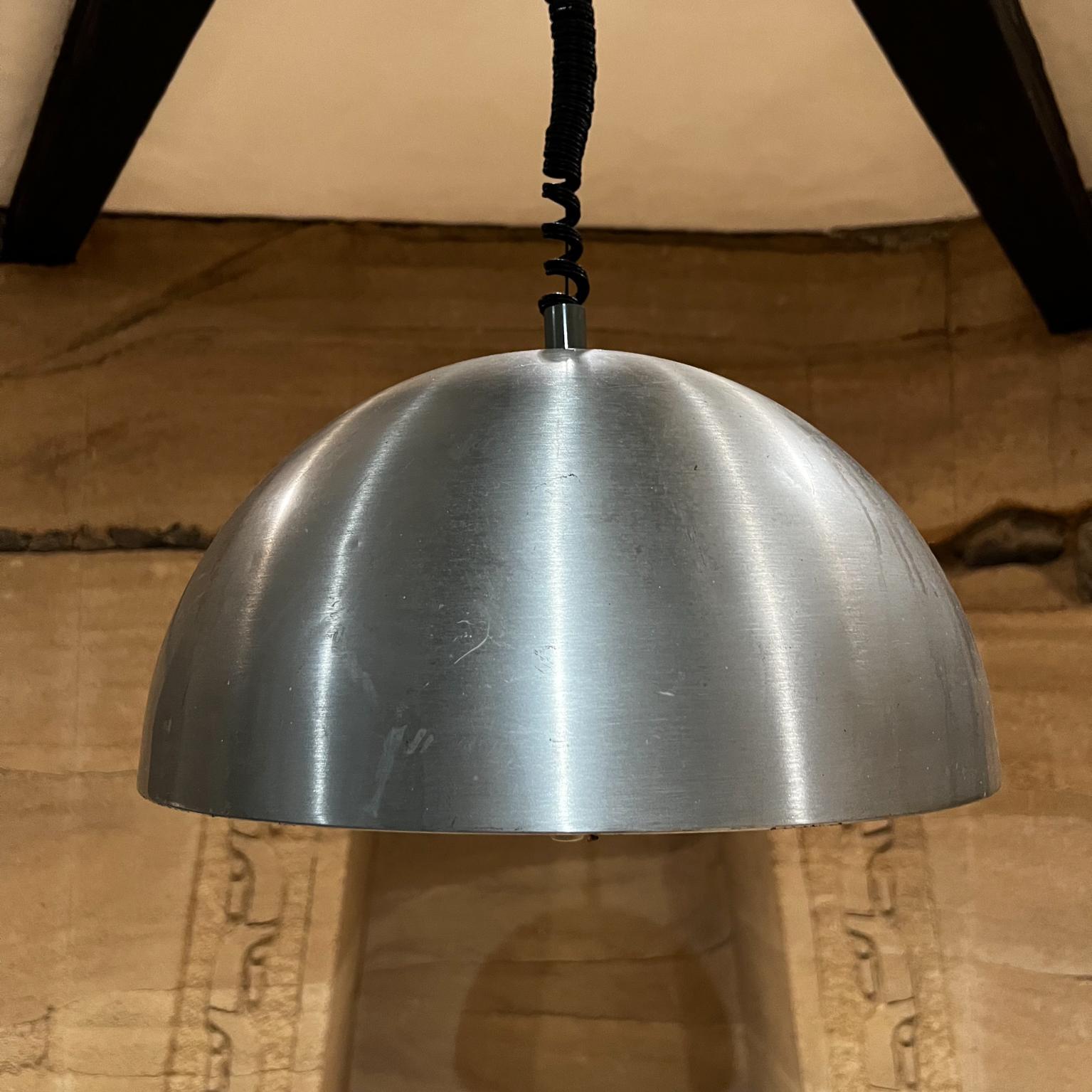 Italian 1960s Stilnovo Silver Demilune Aluminum Pendant Lamp Milan Italy For Sale