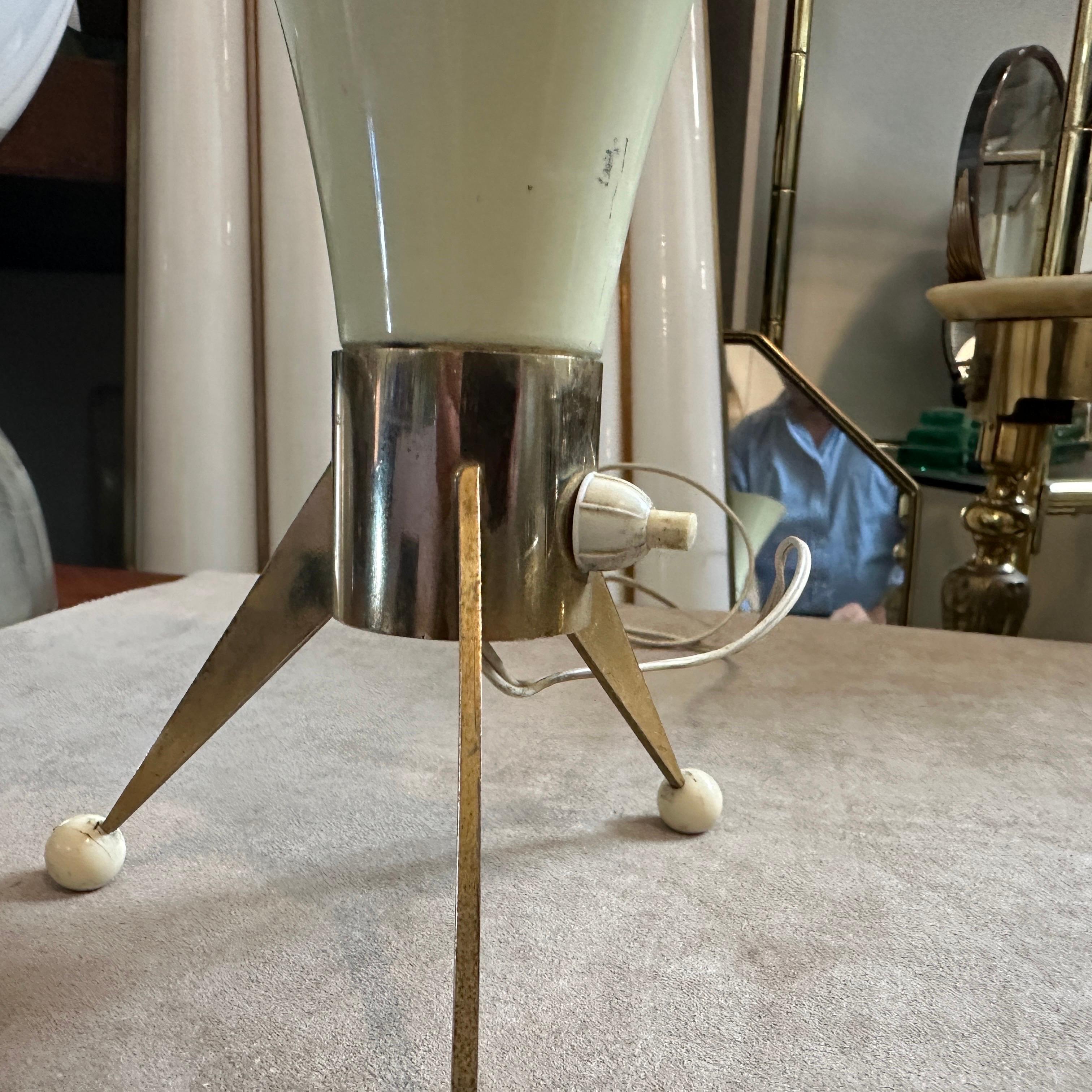 20th Century 1960s Stilnovo Style Mid-Century Modern Aluminum and Brass Sputnik Desk Lamp