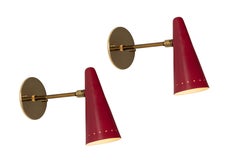 1960s Stilux Articulating Red Cone Sconces