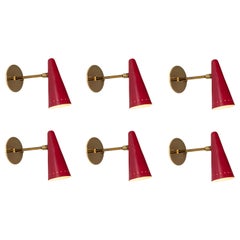 1960s Stilux Articulating Red Cone Sconces