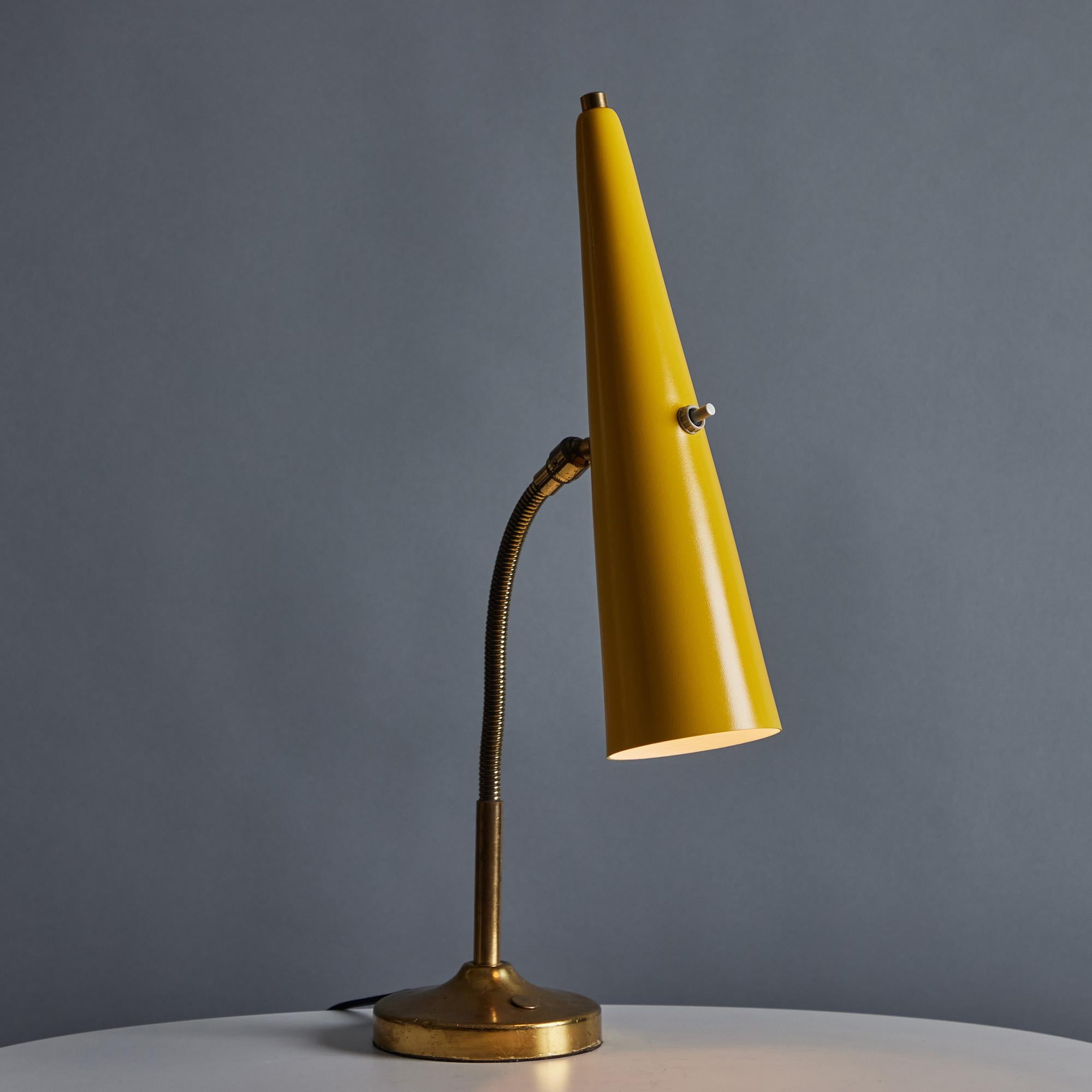 1960s Stilux Conical Yellow Metal and Brass Table Lamp For Sale 4
