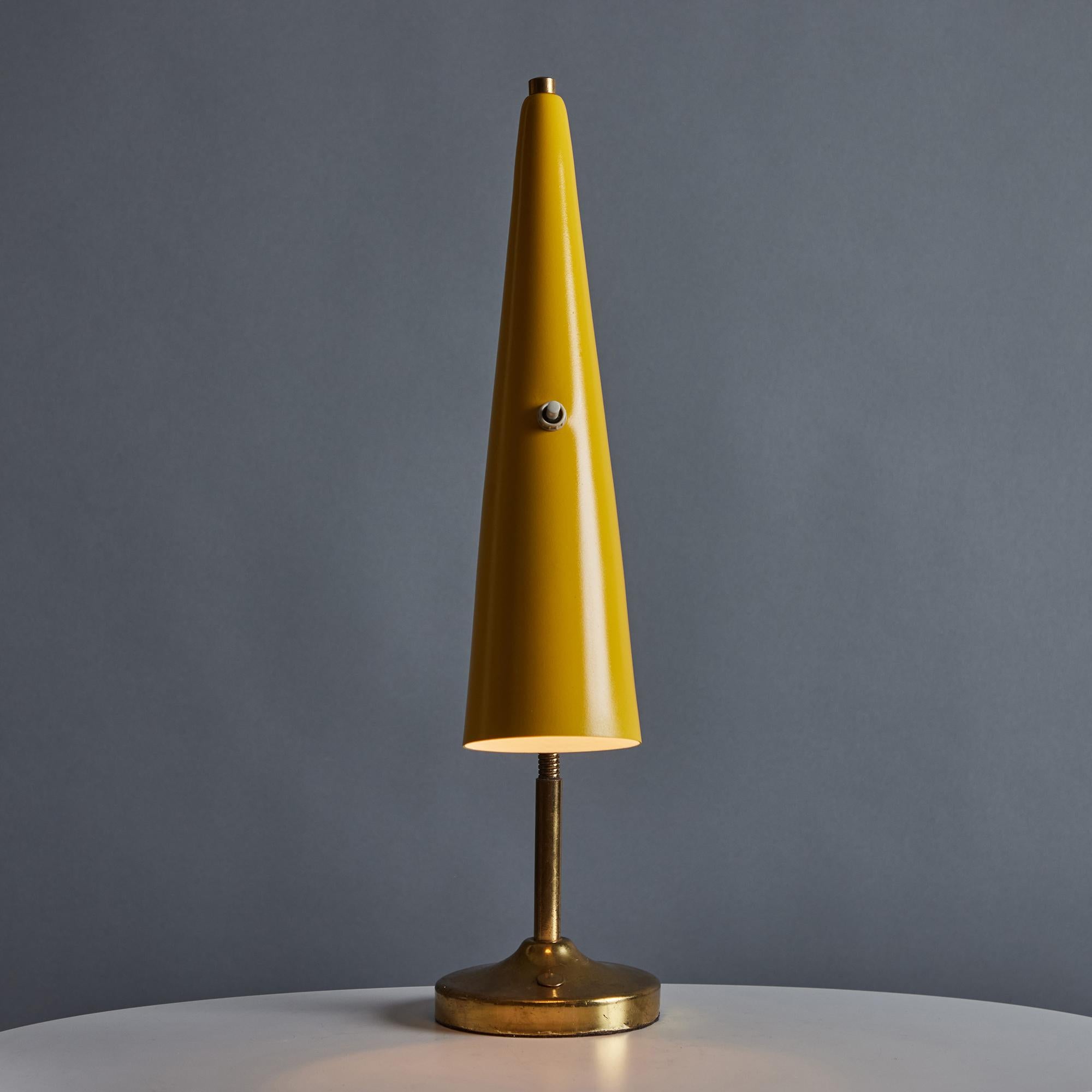 1960s Stilux Conical Yellow Metal and Brass Table Lamp For Sale 5