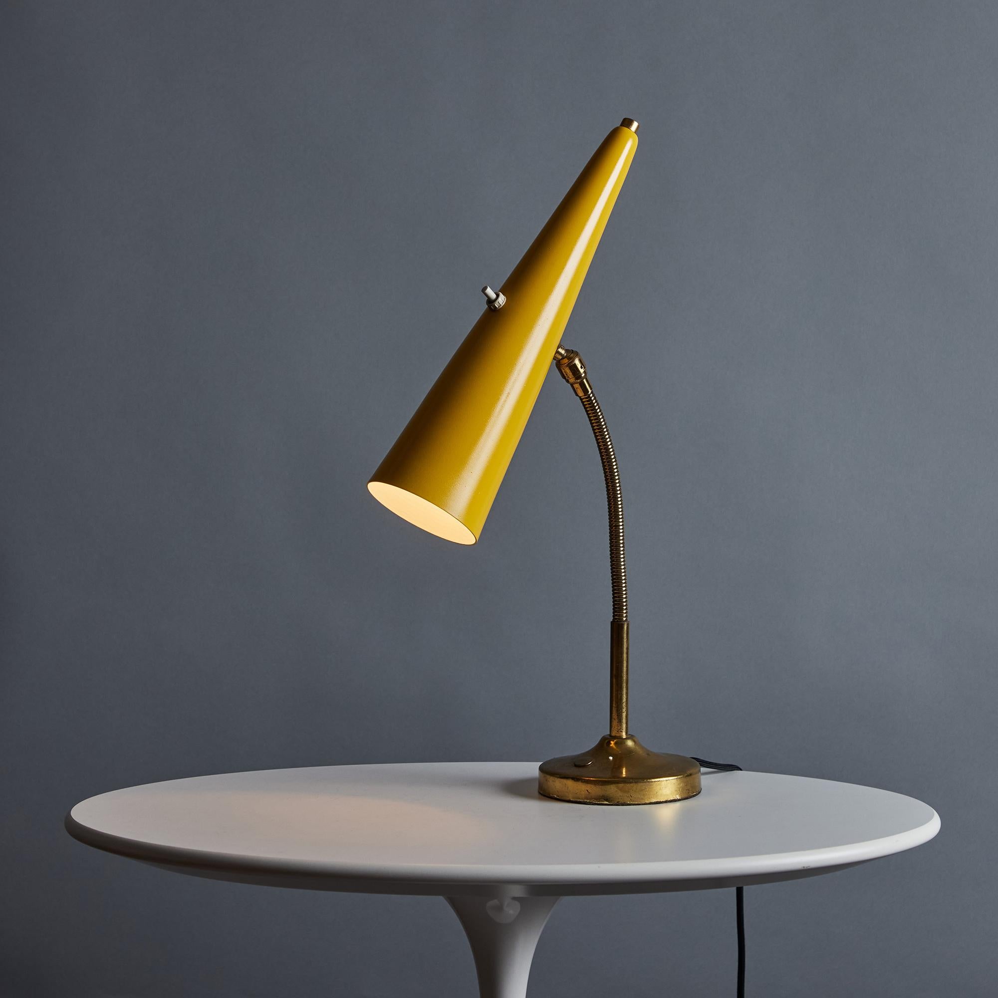 1960s Stilux Conical Yellow Metal and Brass Table Lamp For Sale 7