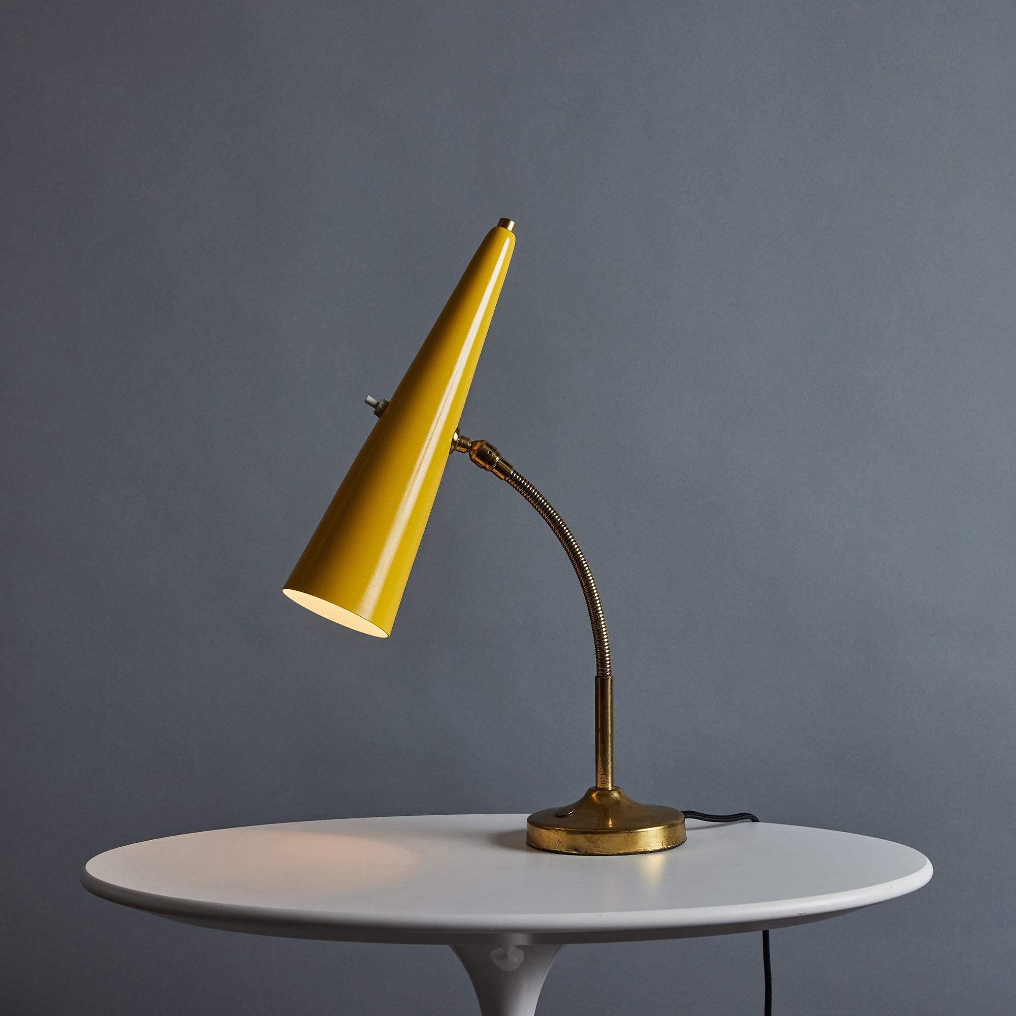 1960s Stilux Conical Yellow Metal and Brass Table Lamp For Sale 8