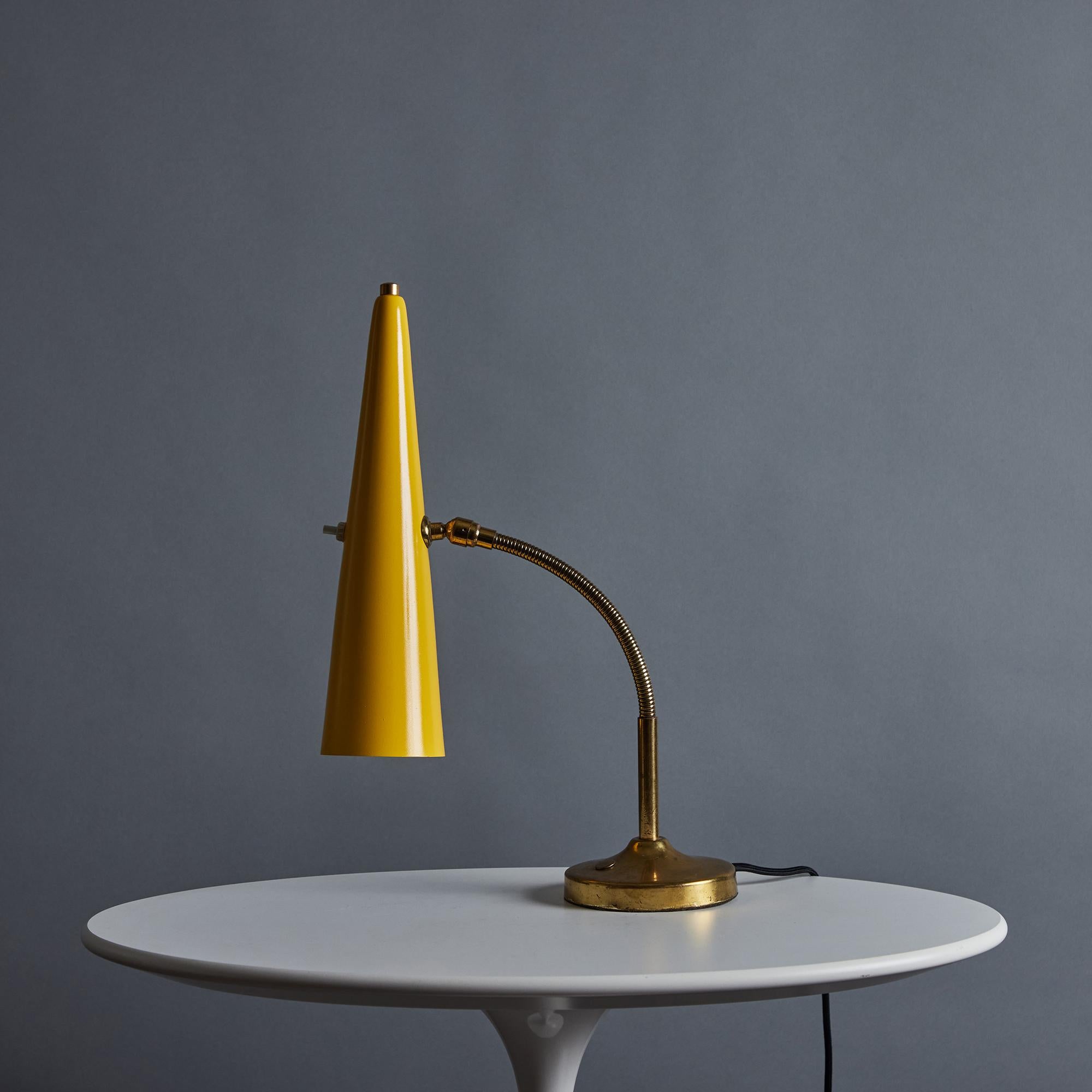 1960s Stilux Conical Yellow Metal and Brass Table Lamp For Sale 9