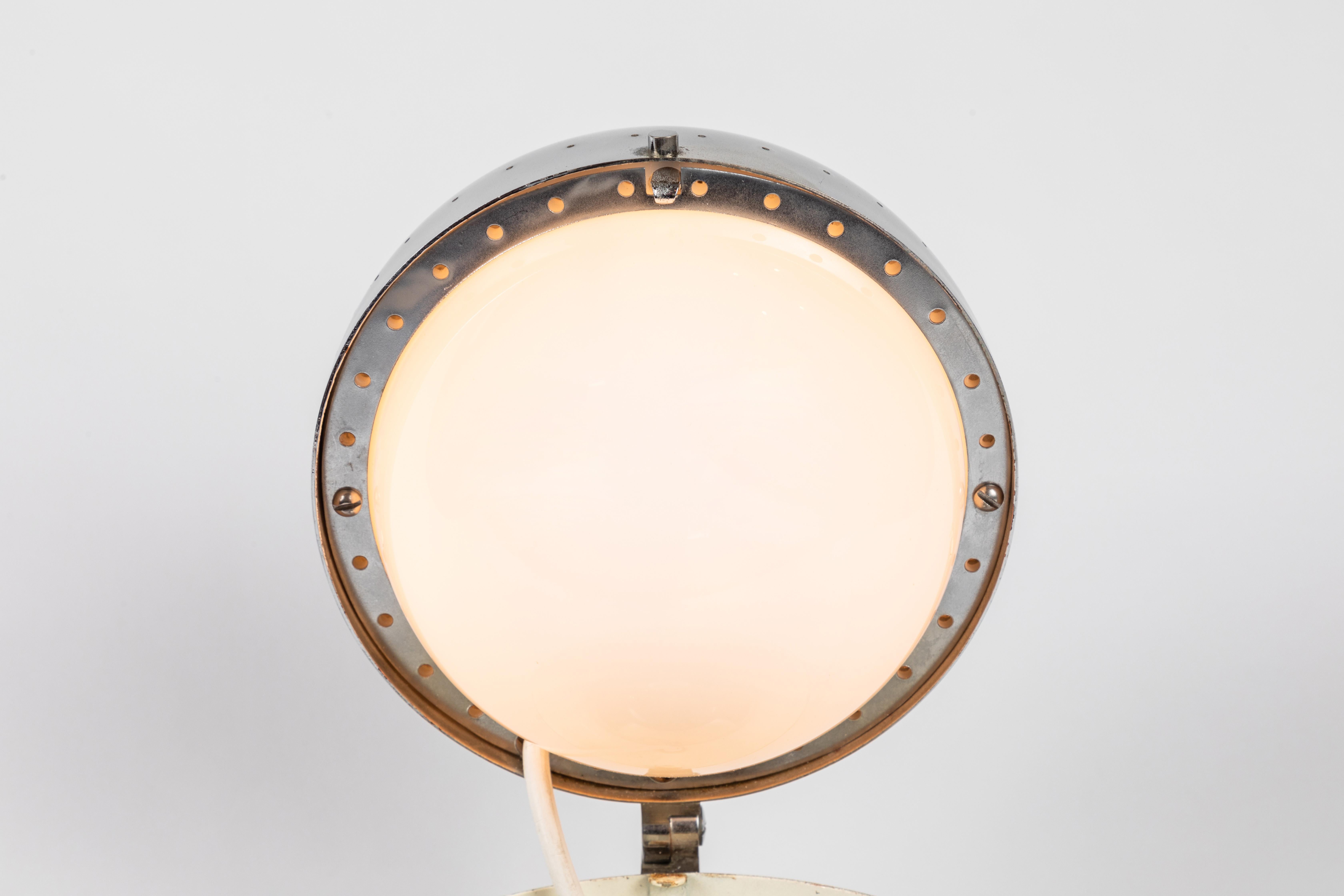 Opaline Glass 1960s Stilux Milano Glass and Polished Nickel Table Lamp