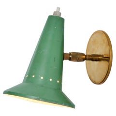 Vintage 1960s Stilux Milano Green Perforated Articulating Sconce