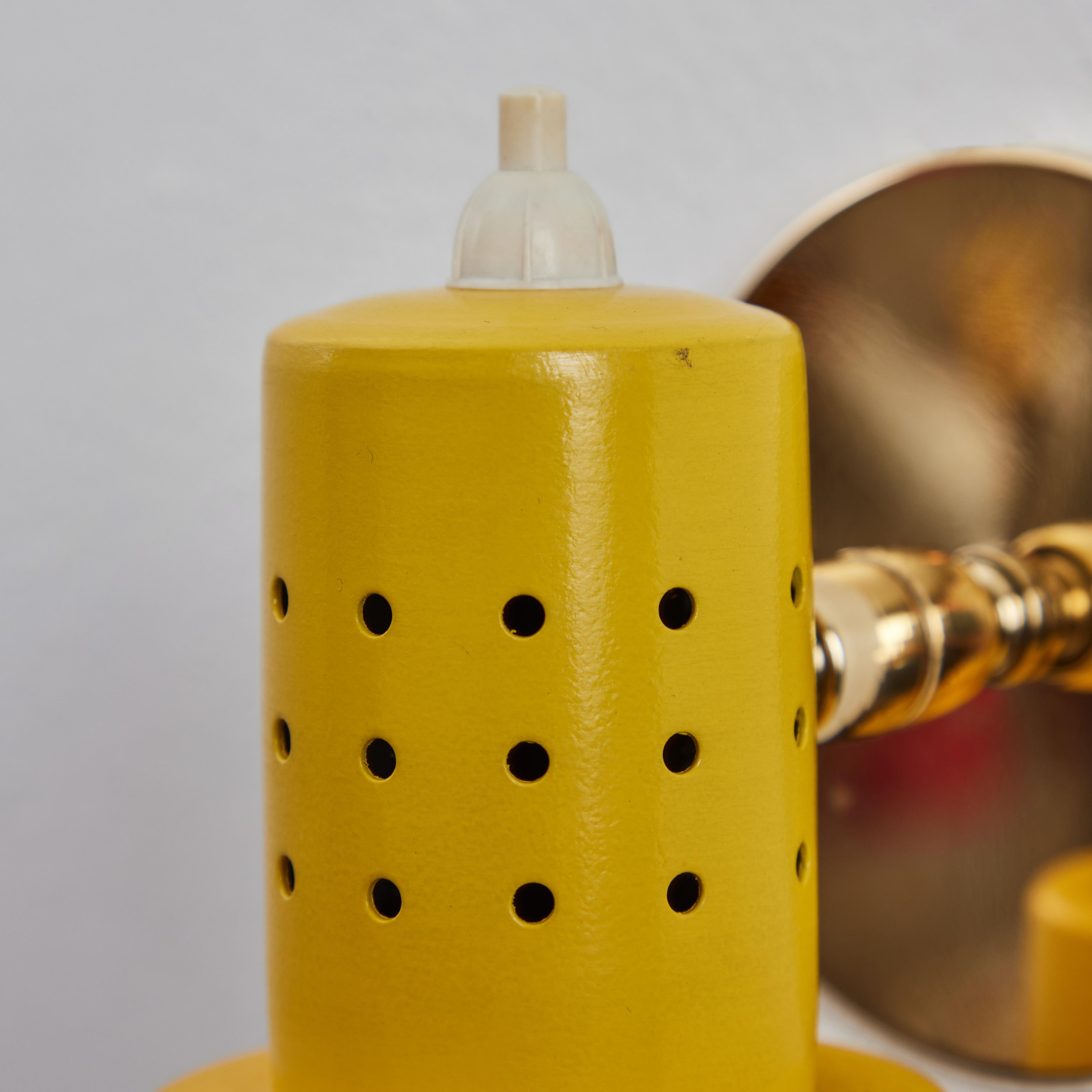 1960s Stilux Milano Perforated Yellow Articulating Sconce For Sale 2