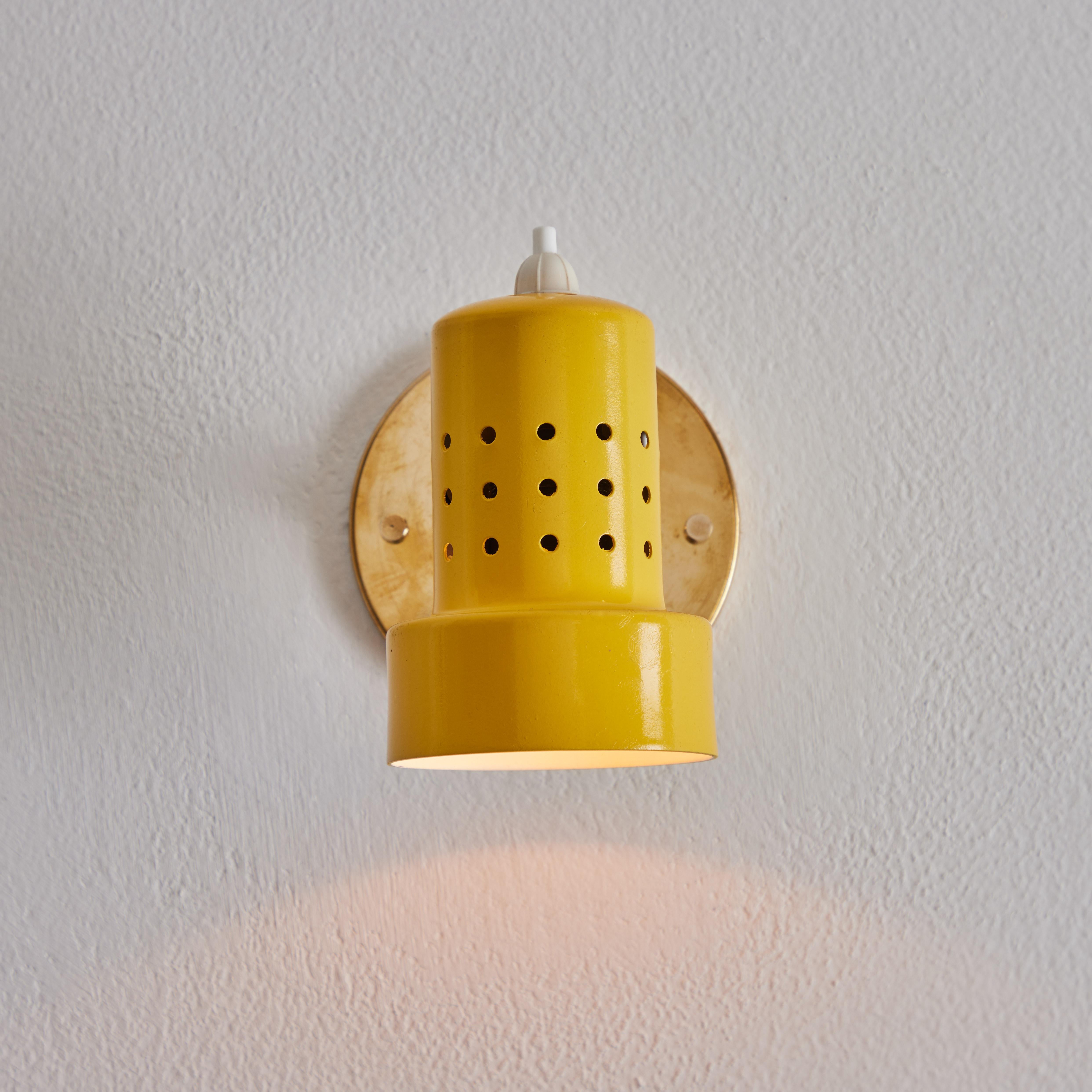 1960s Stilux Milano Perforated Yellow Articulating Sconce For Sale 7