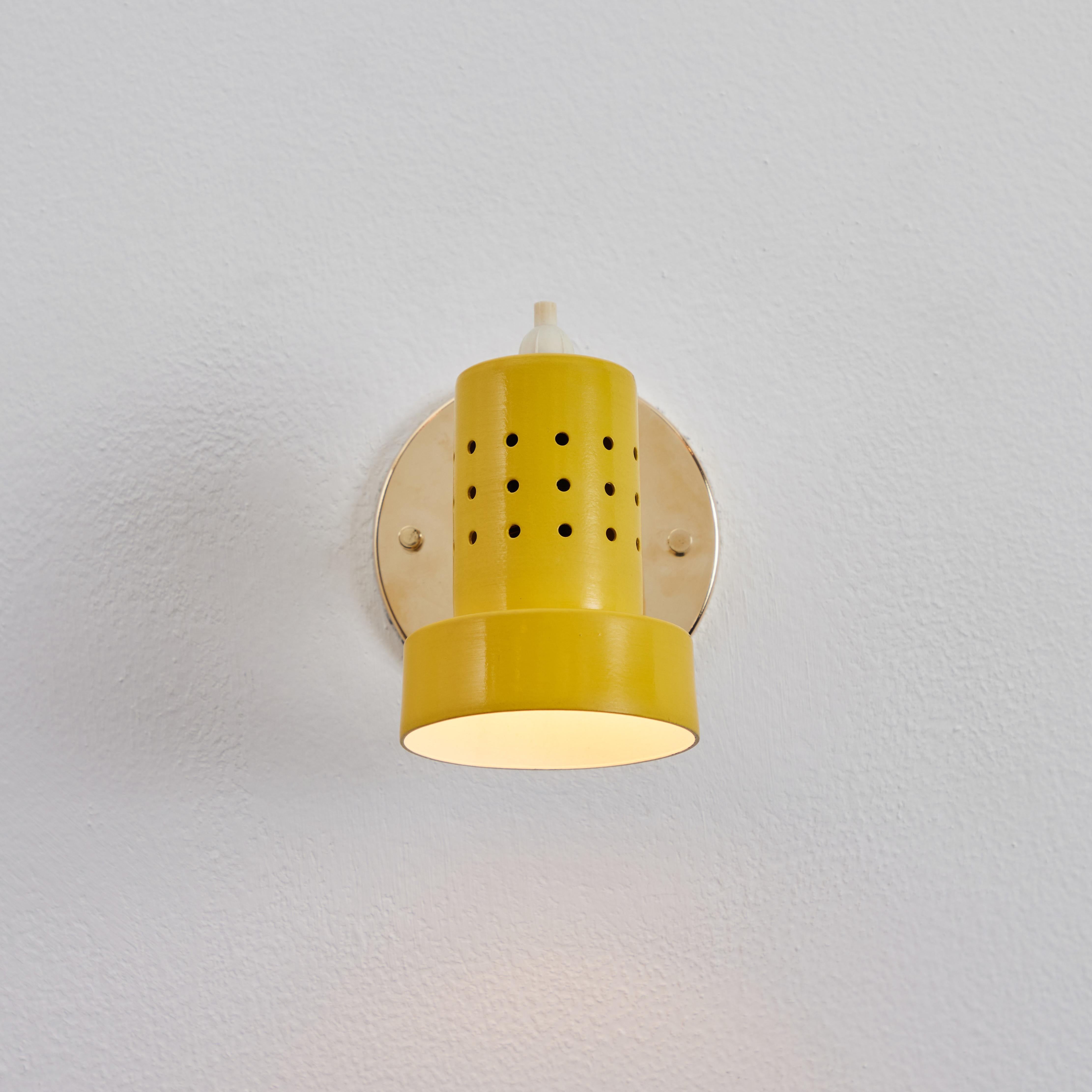 1960s Stilux Milano Perforated Yellow Articulating Sconce For Sale 1