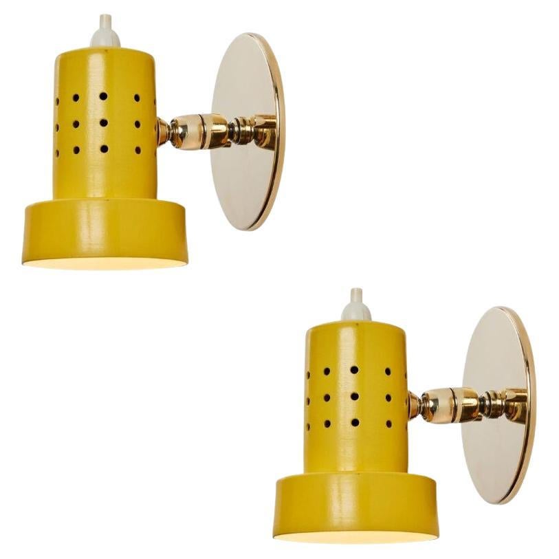 1960s Stilux Milano Perforated Yellow Articulating Sconce For Sale