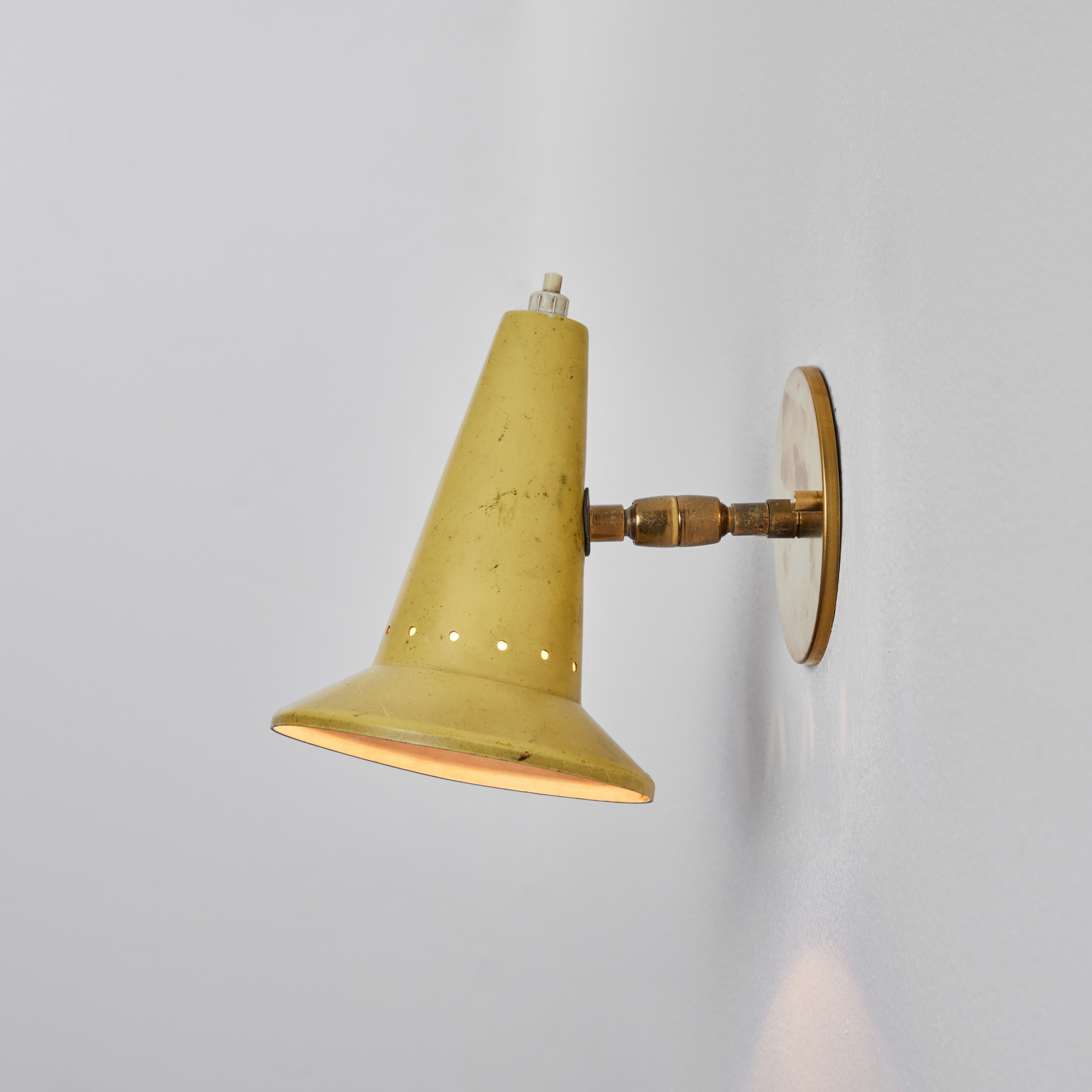 Aluminum 1960s Stilux Milano Yellow Perforated Articulating Sconce