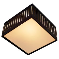 Retro 1950s Stilux Perforated Metal & Glass Ceiling Lamp In The Manner of Bruno Gatta 