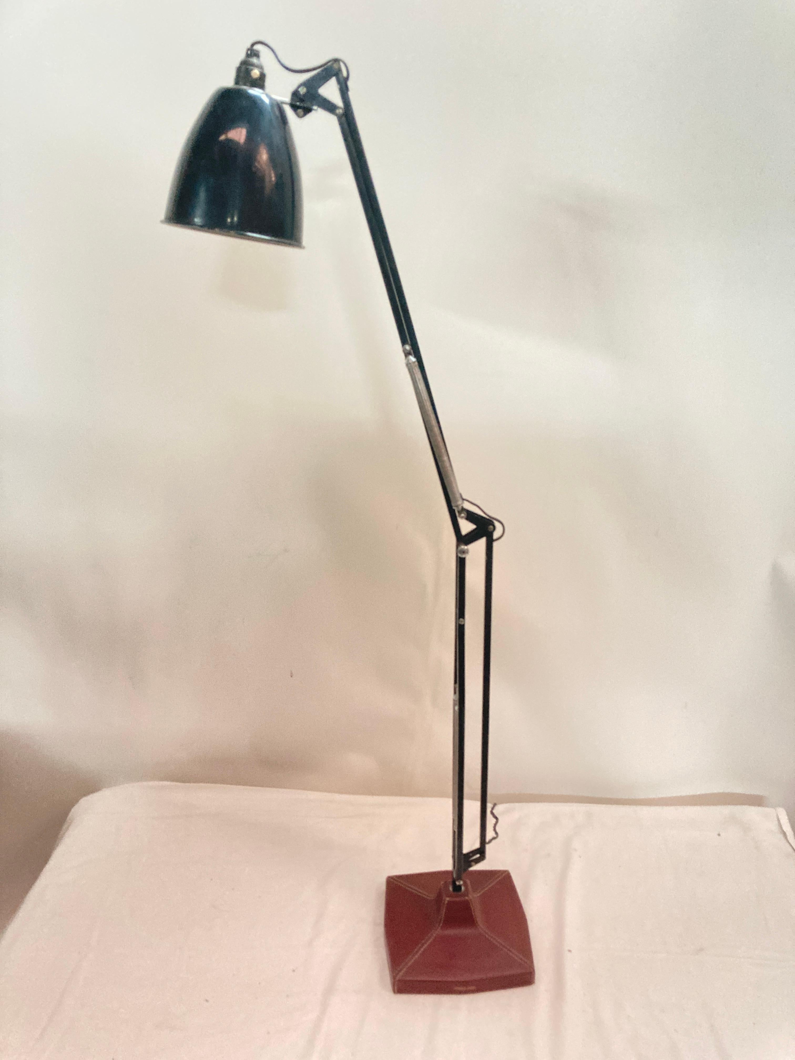 1960's Stitched leather architect lamp by Maison Hermès For Sale 8
