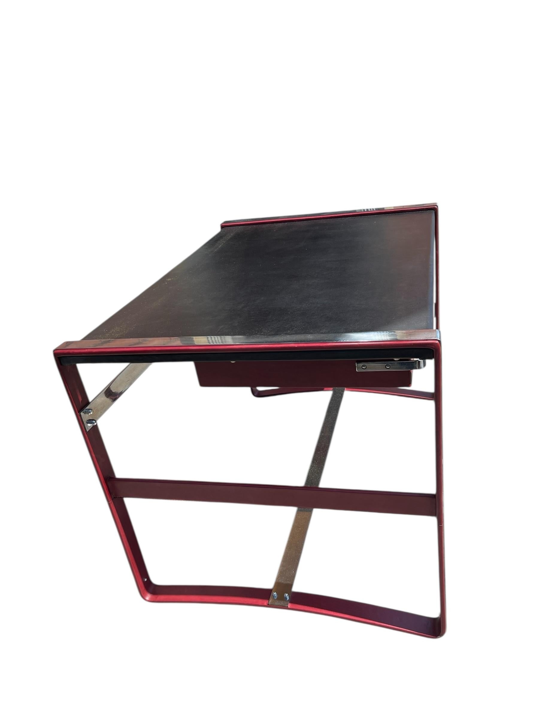 1960's Stitched leather desk by Jacques Adnet For Sale 6