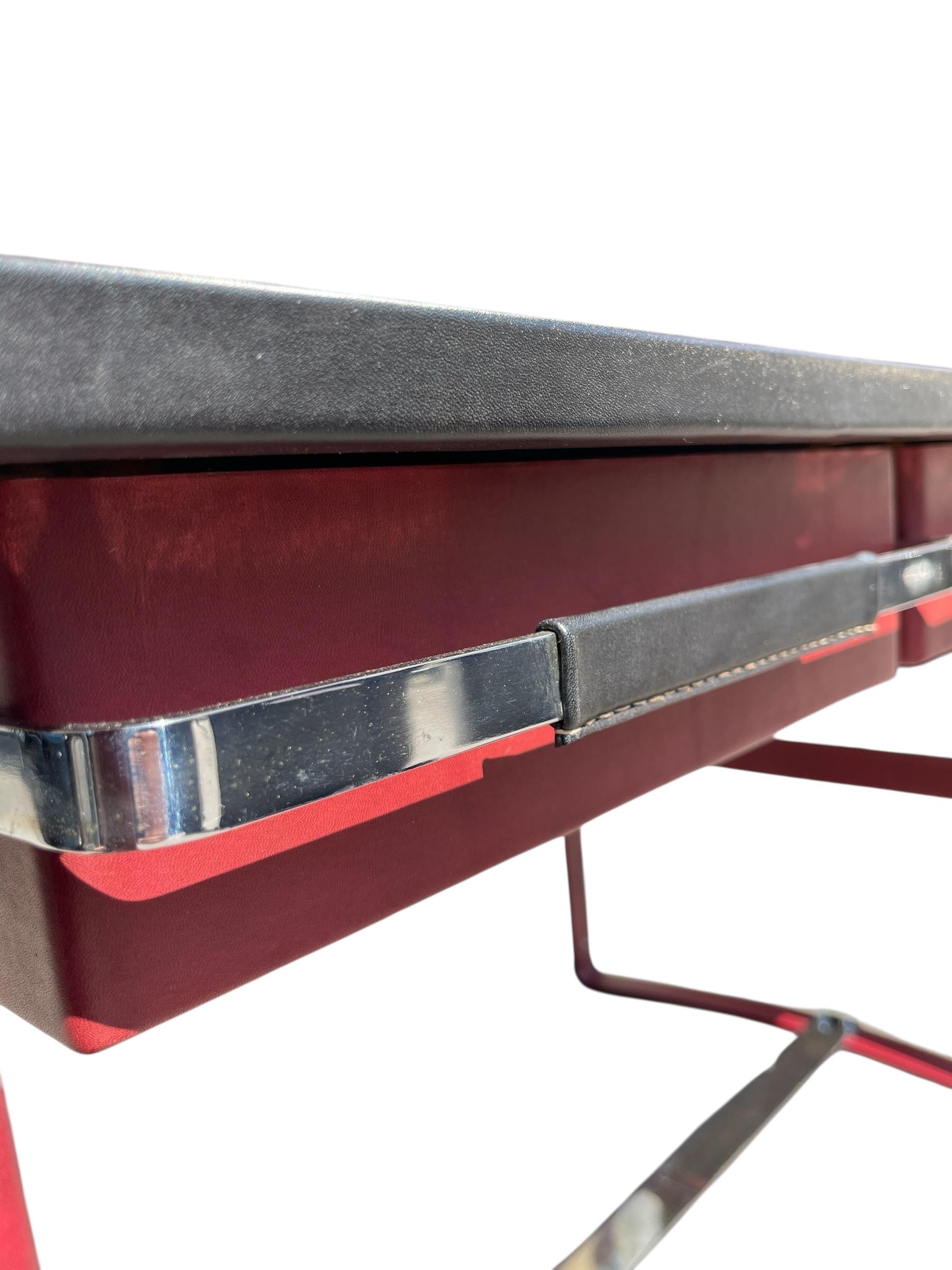 1960's Stitched leather desk by Jacques Adnet For Sale 1