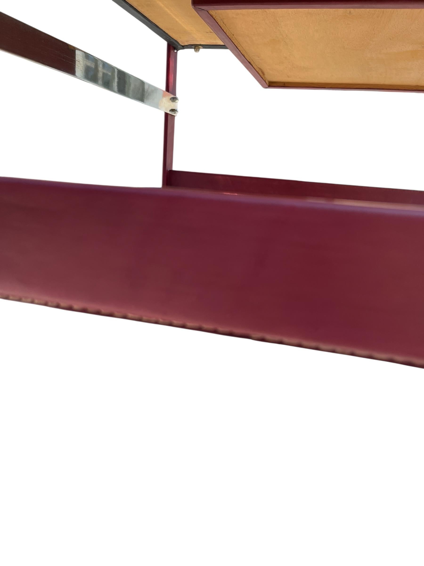 1960's Stitched leather desk by Jacques Adnet For Sale 2