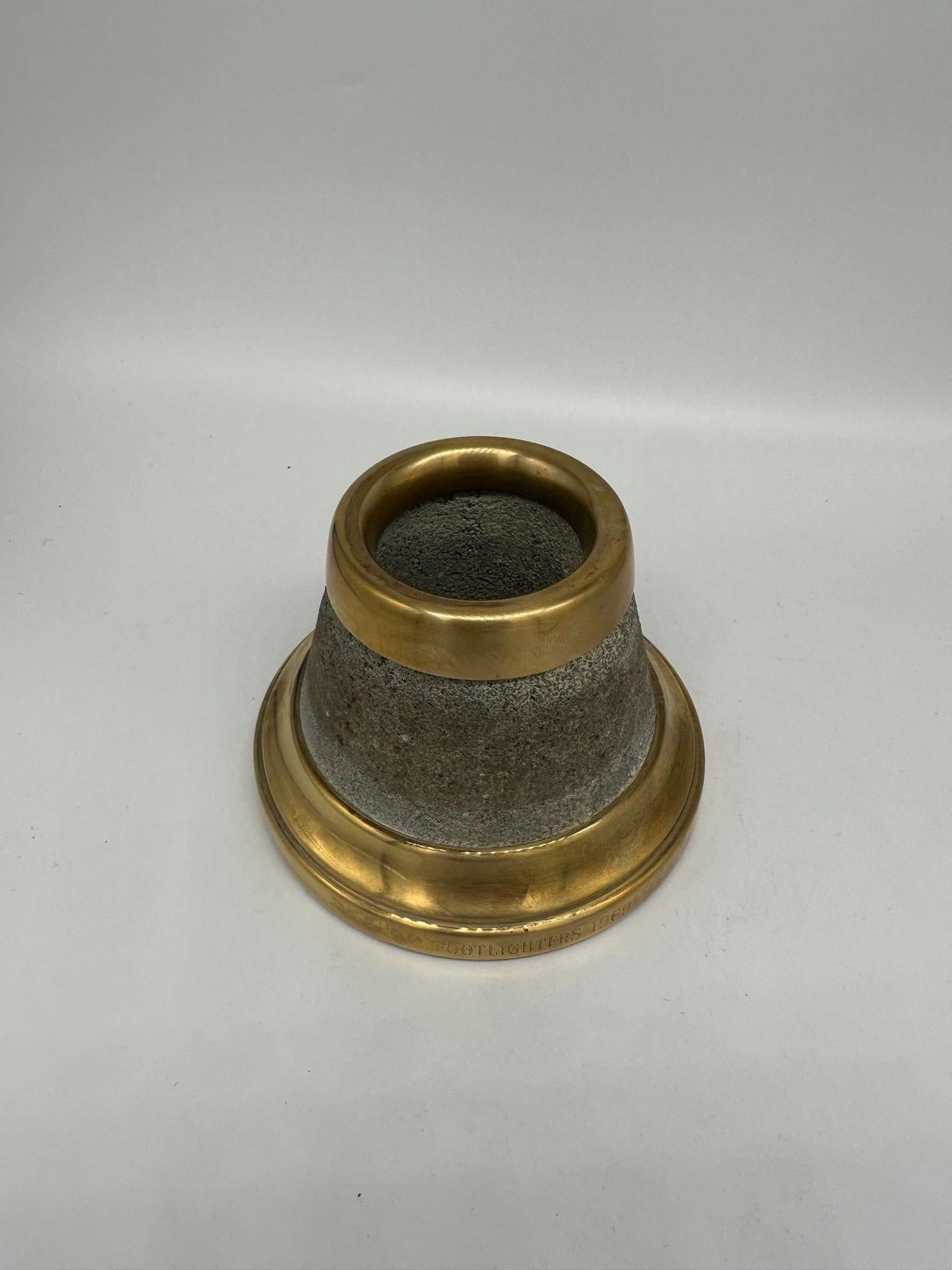 North American 1960's Stone and Brass Match Holder and Striker signed 
