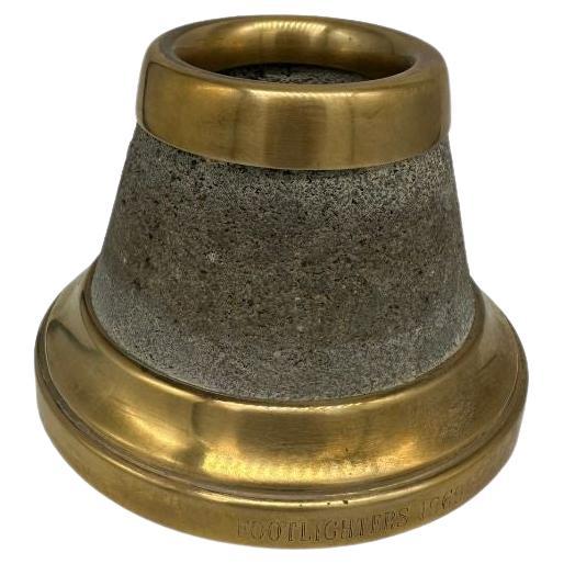 1960's Stone and Brass Match Holder and Striker signed "Footlighters 1969" For Sale