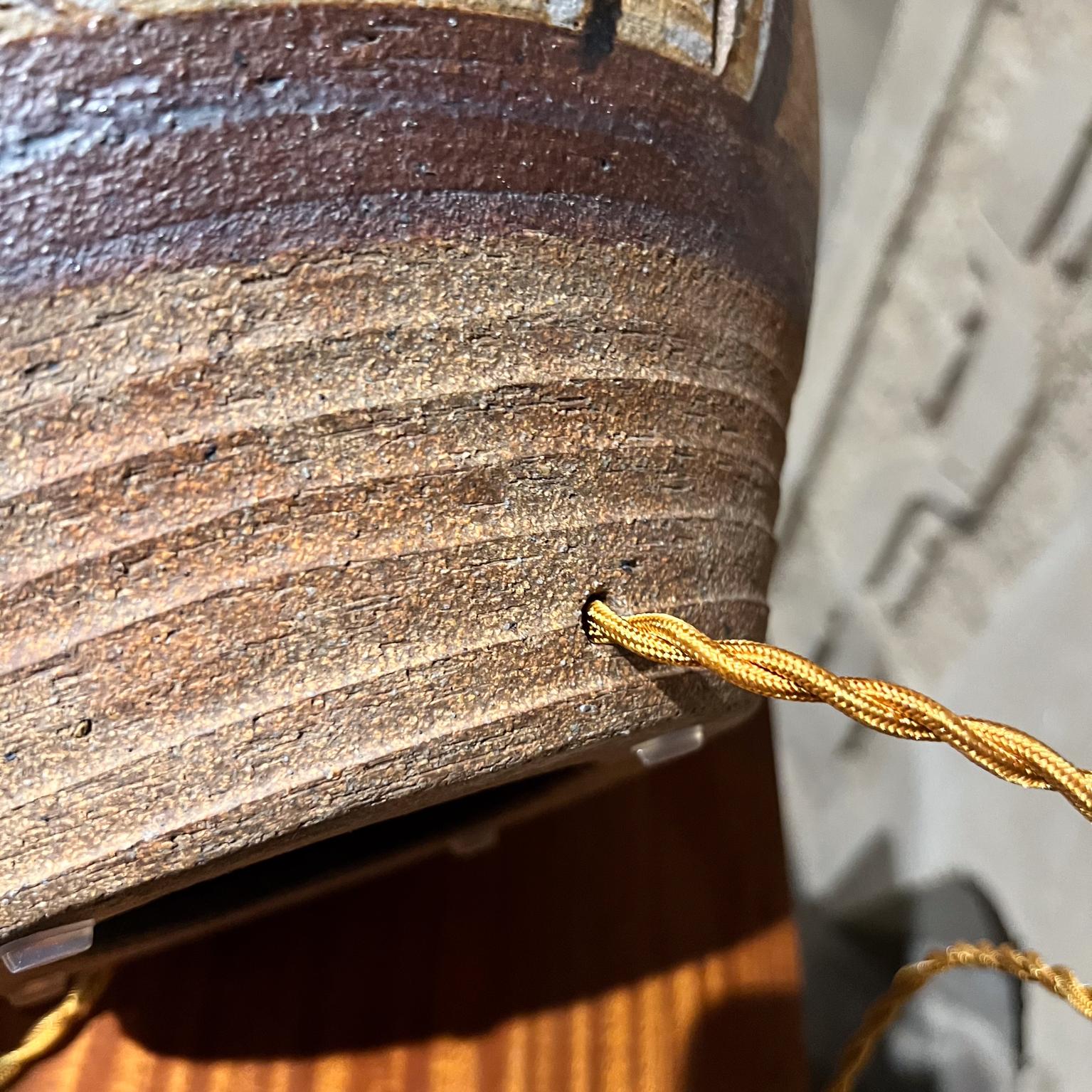 1960s Stoneware Art Pottery Round Table Lamp For Sale 6
