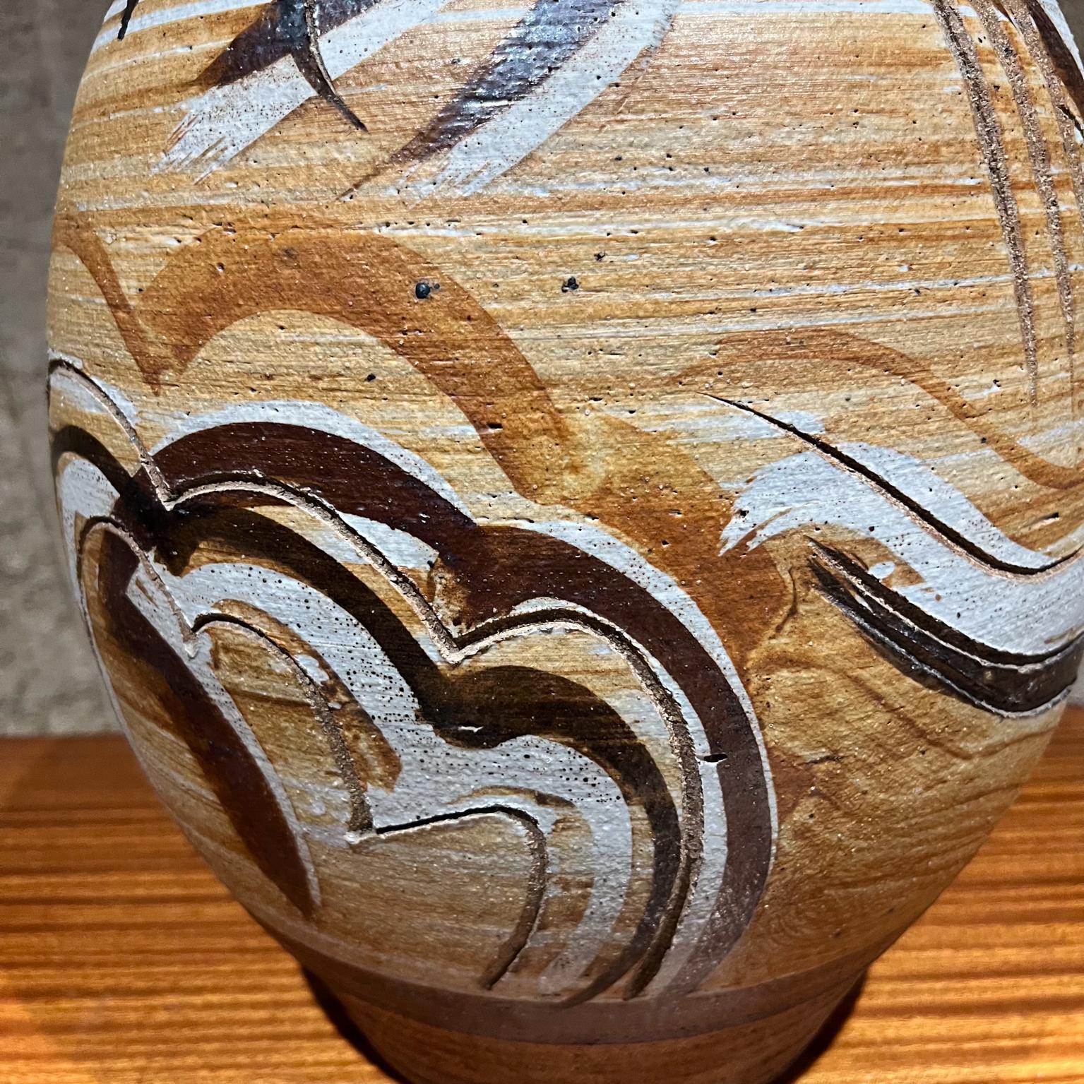 1960s Stoneware Art Pottery Round Table Lamp For Sale 2