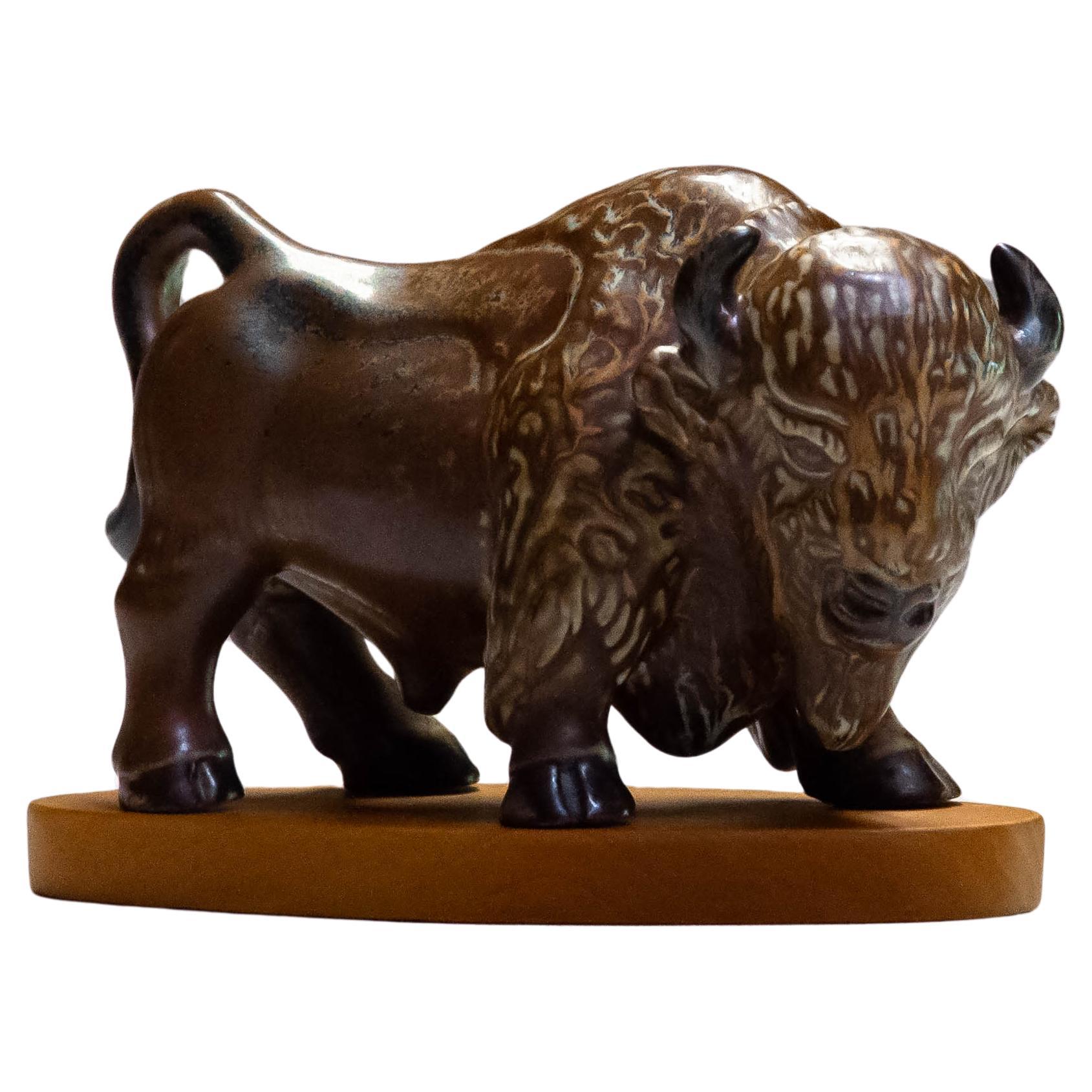 1960s Stoneware / Chamotte Brown Brutalist Bull By Gunnar Nylund For Rörstrand  For Sale