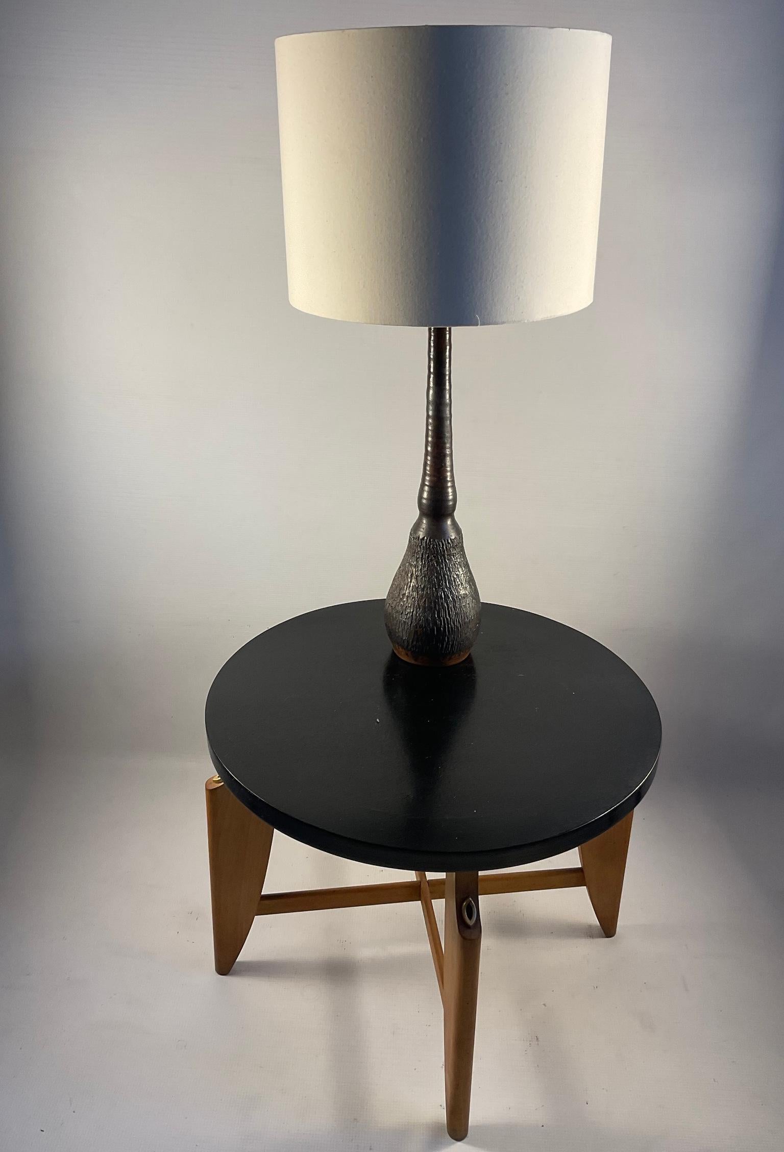 1960s Stoneware Table Lamp from The Region of La Puisaye France For Sale 3