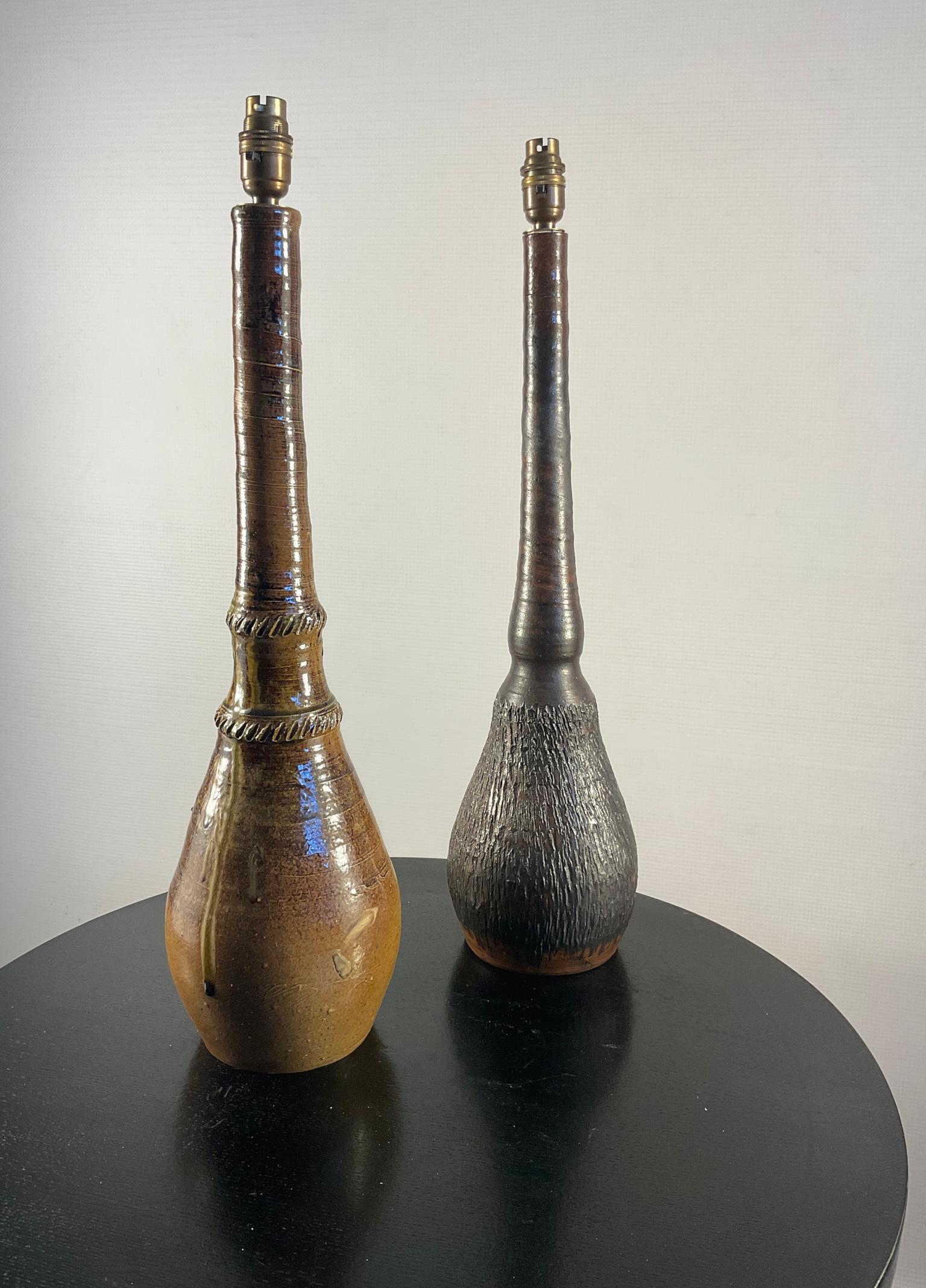 1960s Stoneware Table Lamp from The Region of La Puisaye France For Sale 4