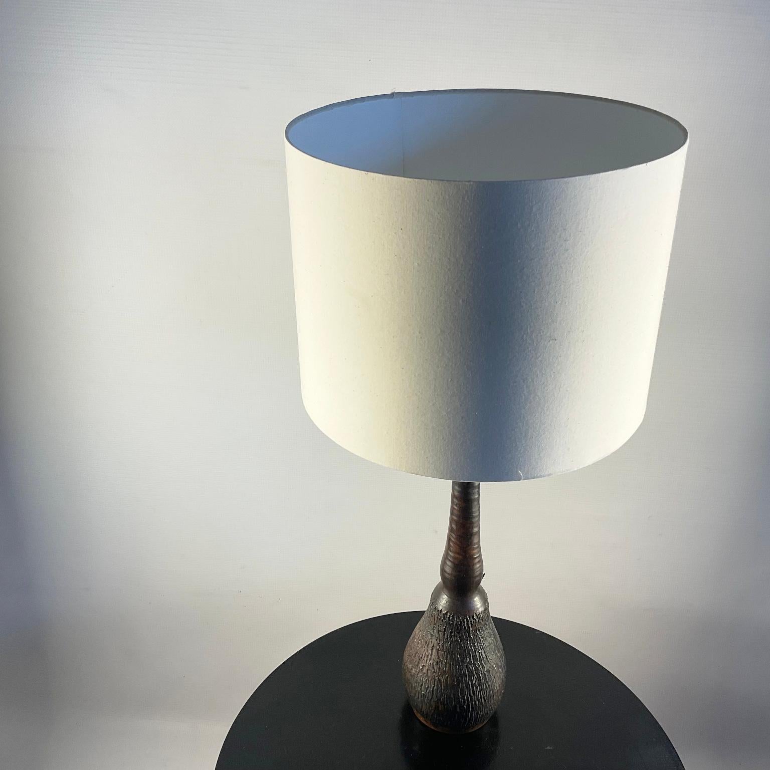 1960s Stoneware Table Lamp from The Region of La Puisaye France For Sale 1