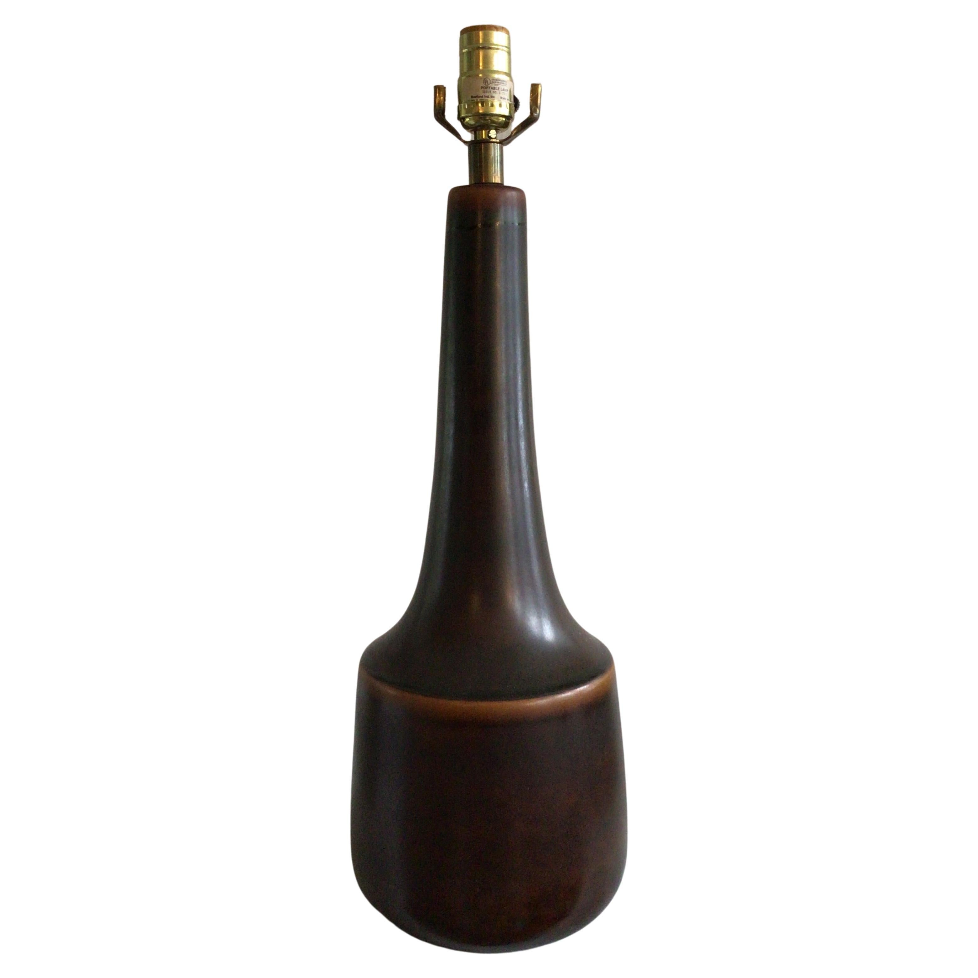 1960s Stoneware Table Lamp in Two-Toned Brown