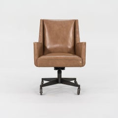 1960s Stow Davis Office Desk Chairs in Tan Leather w/ Bronze Bases 3x Available
