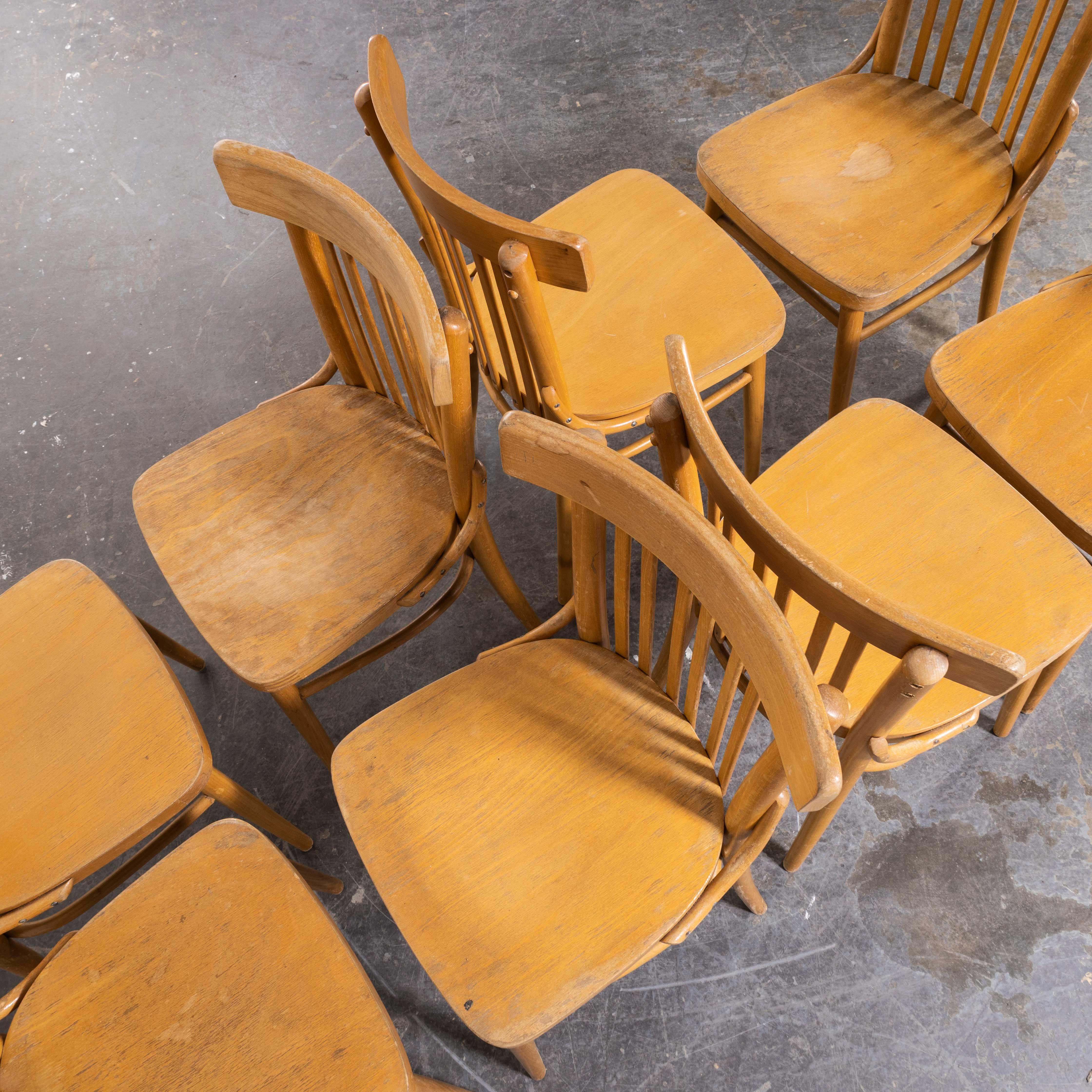 Czech 1960’s Straight Back Bentwood Dining Chair by Ton, Set of Eight For Sale