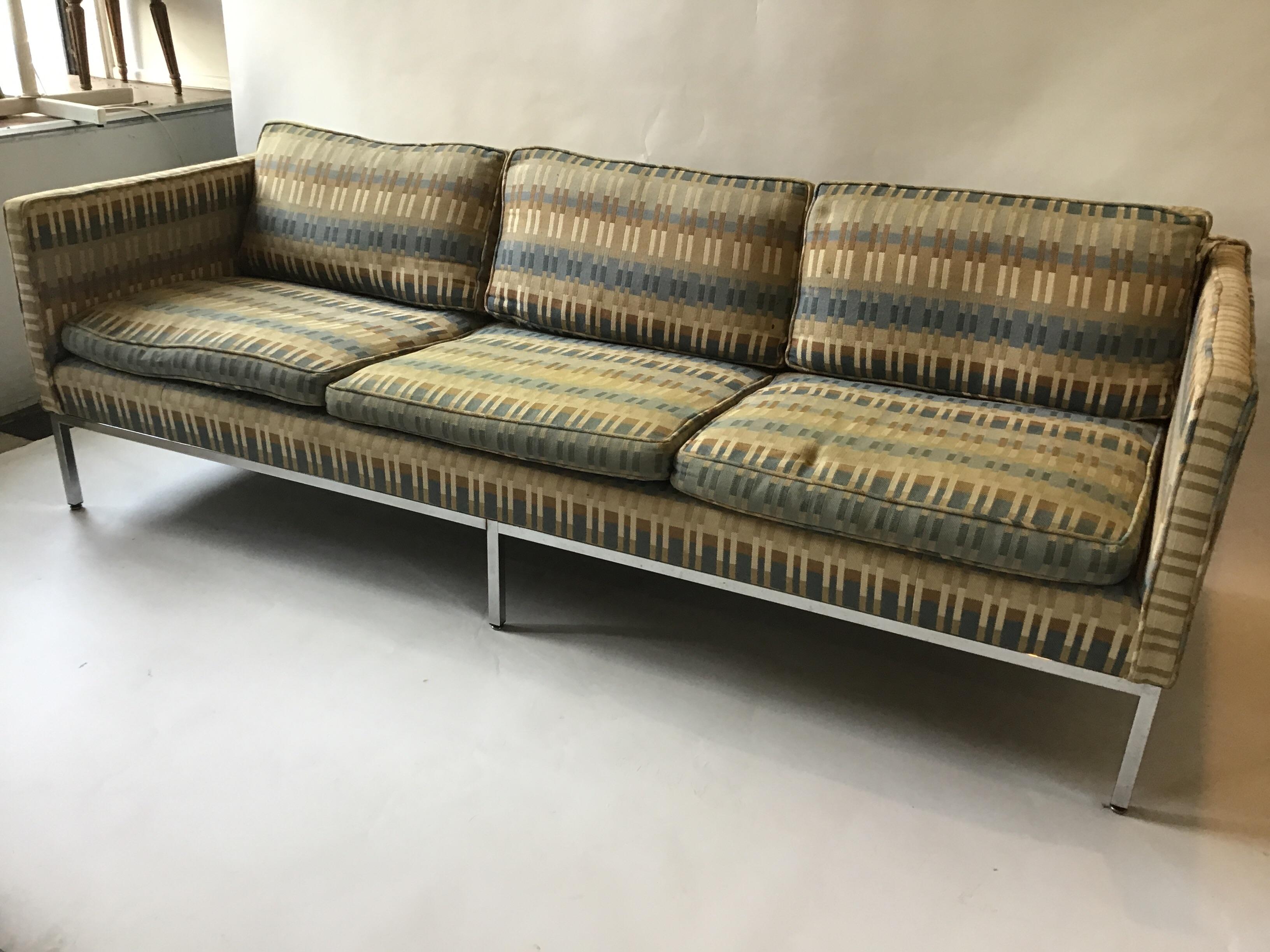 1960s straight back chrome sofa. Needs reupholstering.
