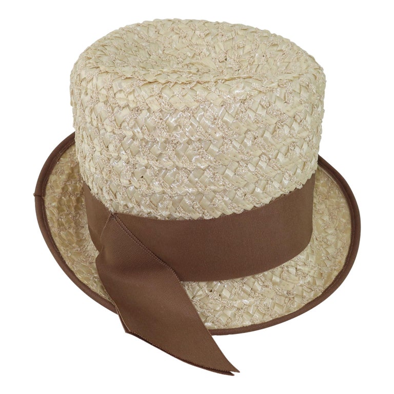 1960's Straw Fedora Style Hat For Sale