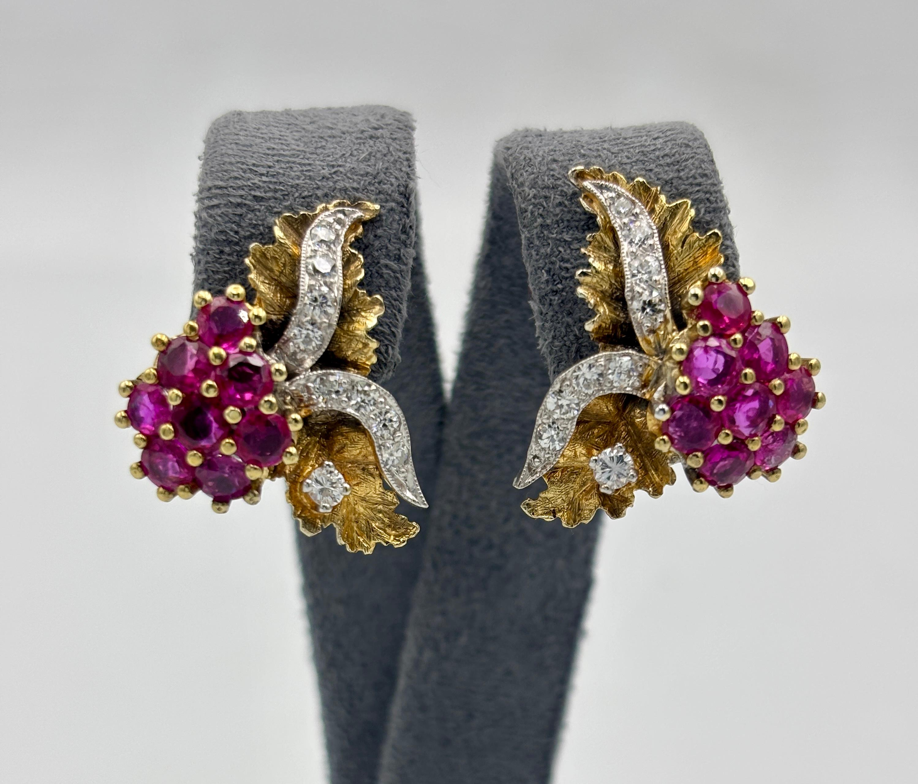 Pendientes Strebel de rubíes y diamantes de los años 60 en venta 4