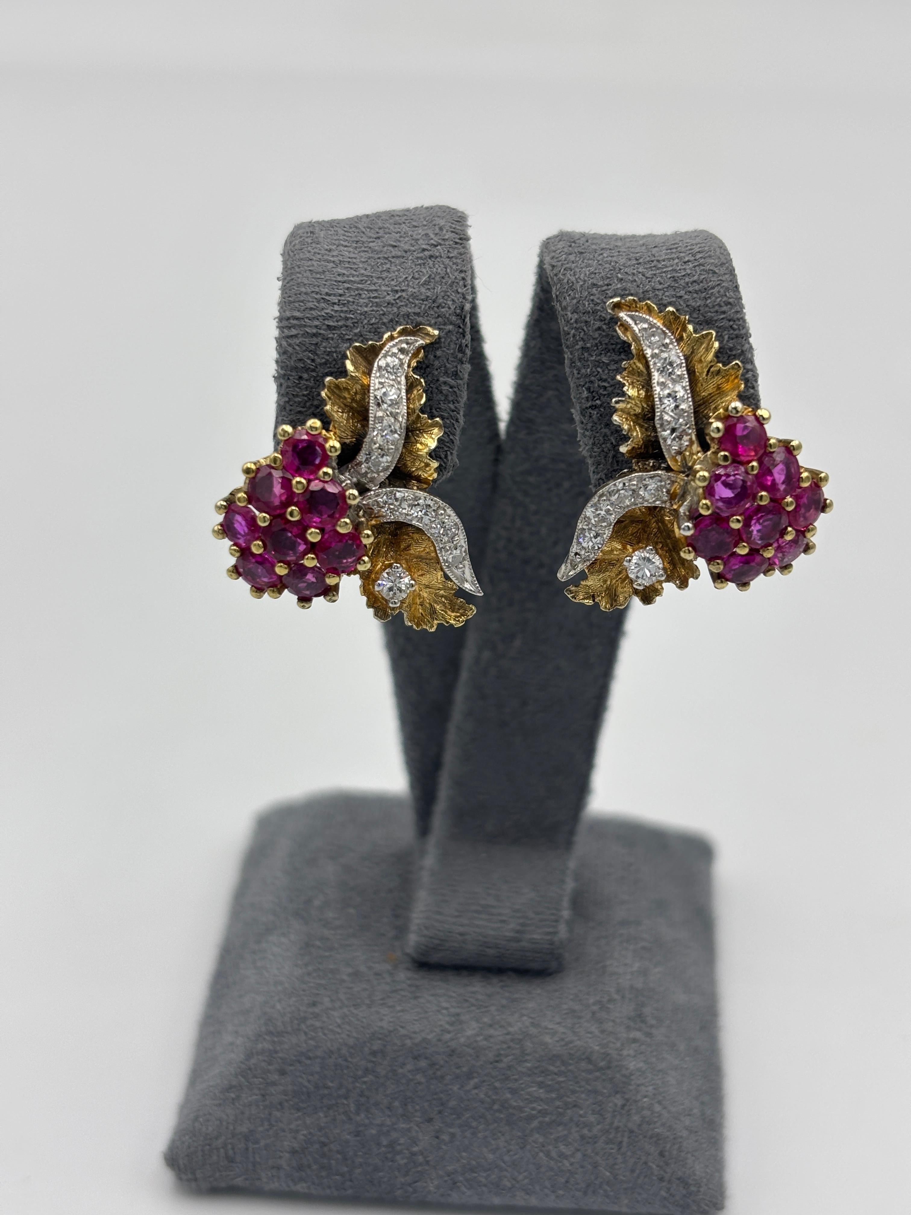 Pendientes Strebel de rubíes y diamantes de los años 60 en venta 2